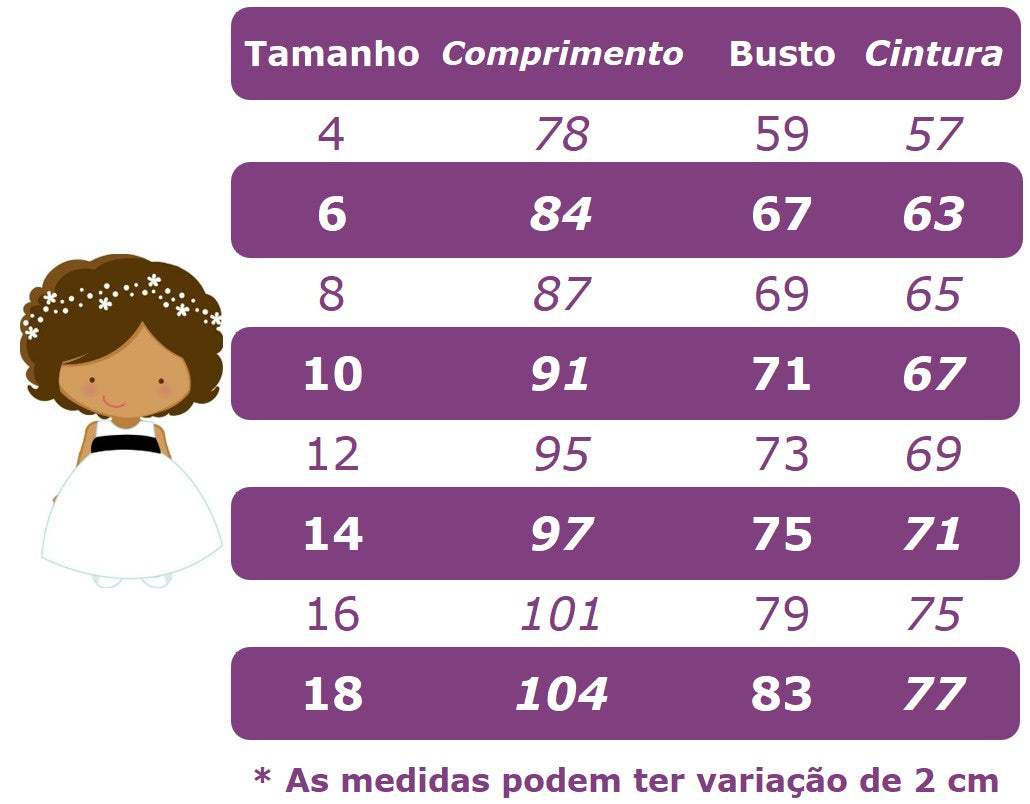 Vestido Infantil Branco C/ Renda e Cinto de Pérolas