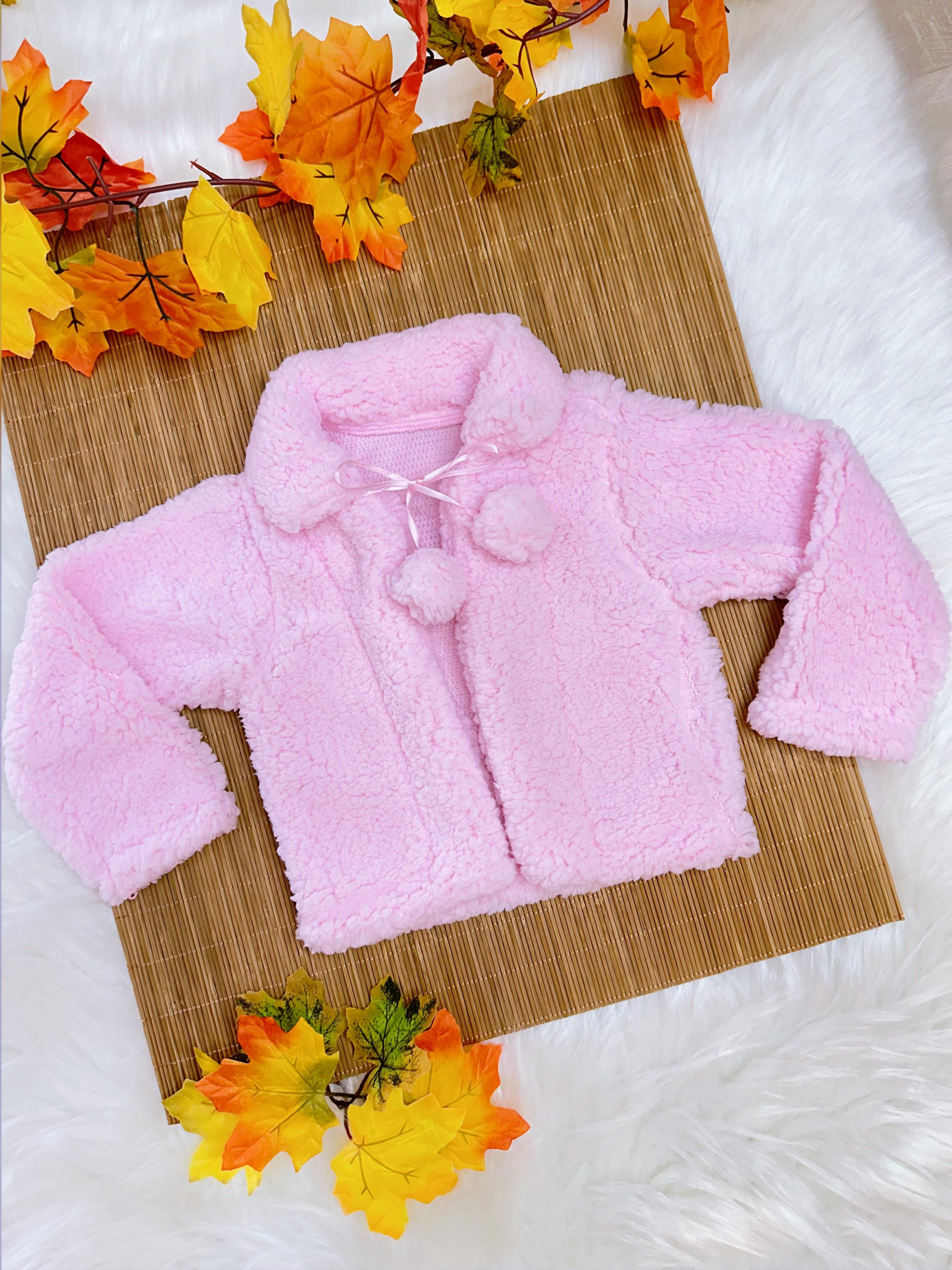 Casaco Infantil Rosa Claro de Lã Teddy Forrado