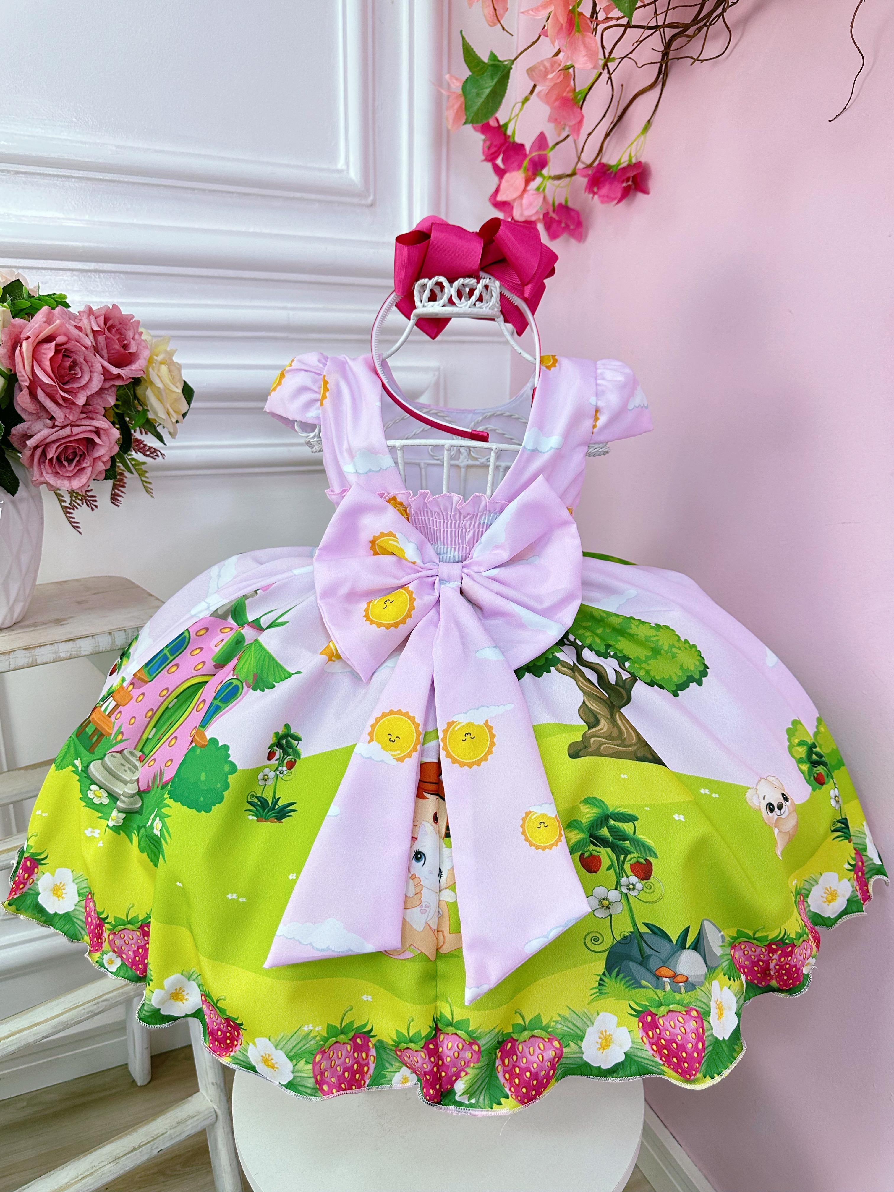 Vestido Infantil Moranguinho Baby Rosa Festas