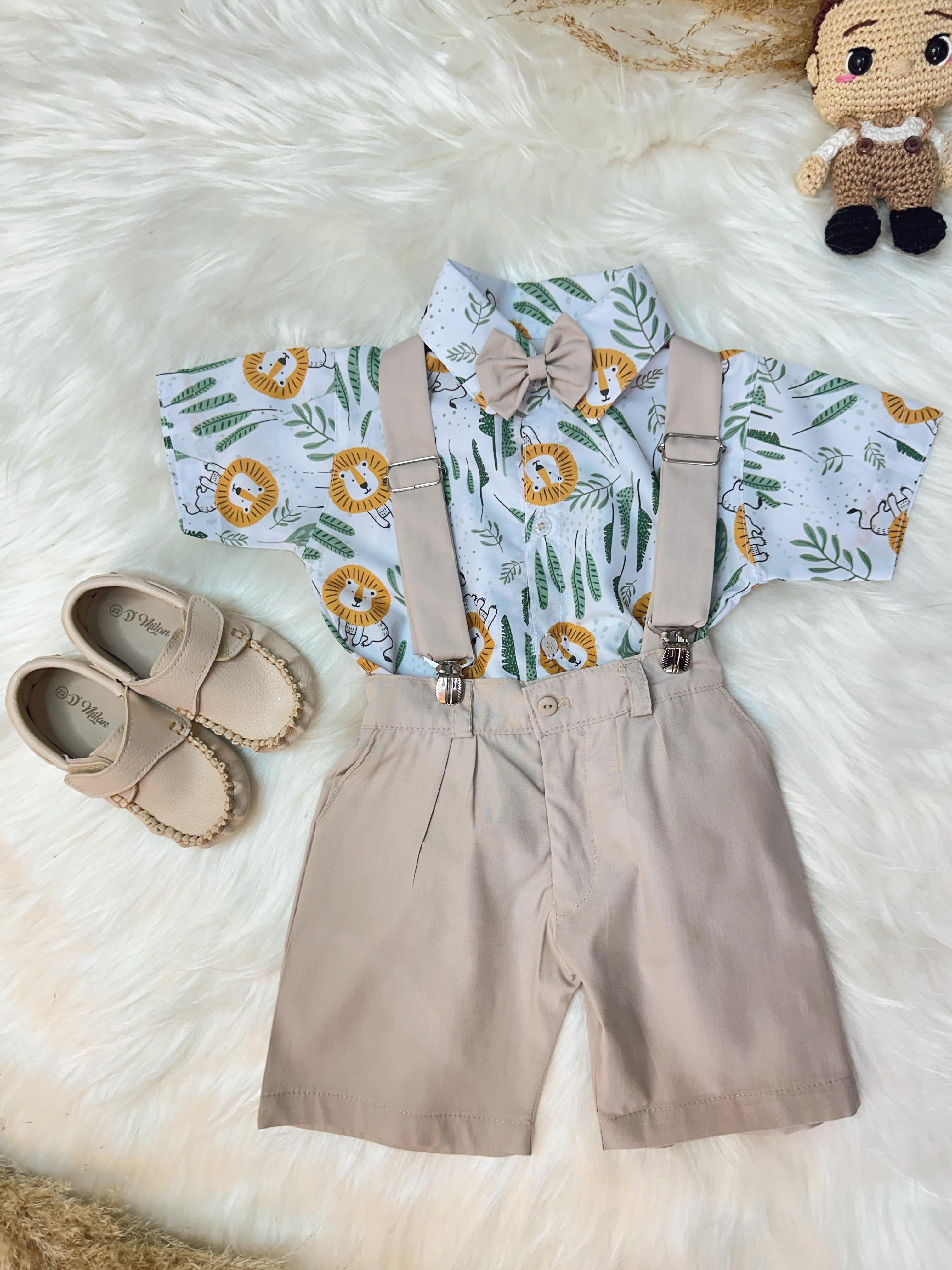 Conjunto Meninos do Rei Leão Selva Com Short Susp.e Camisa