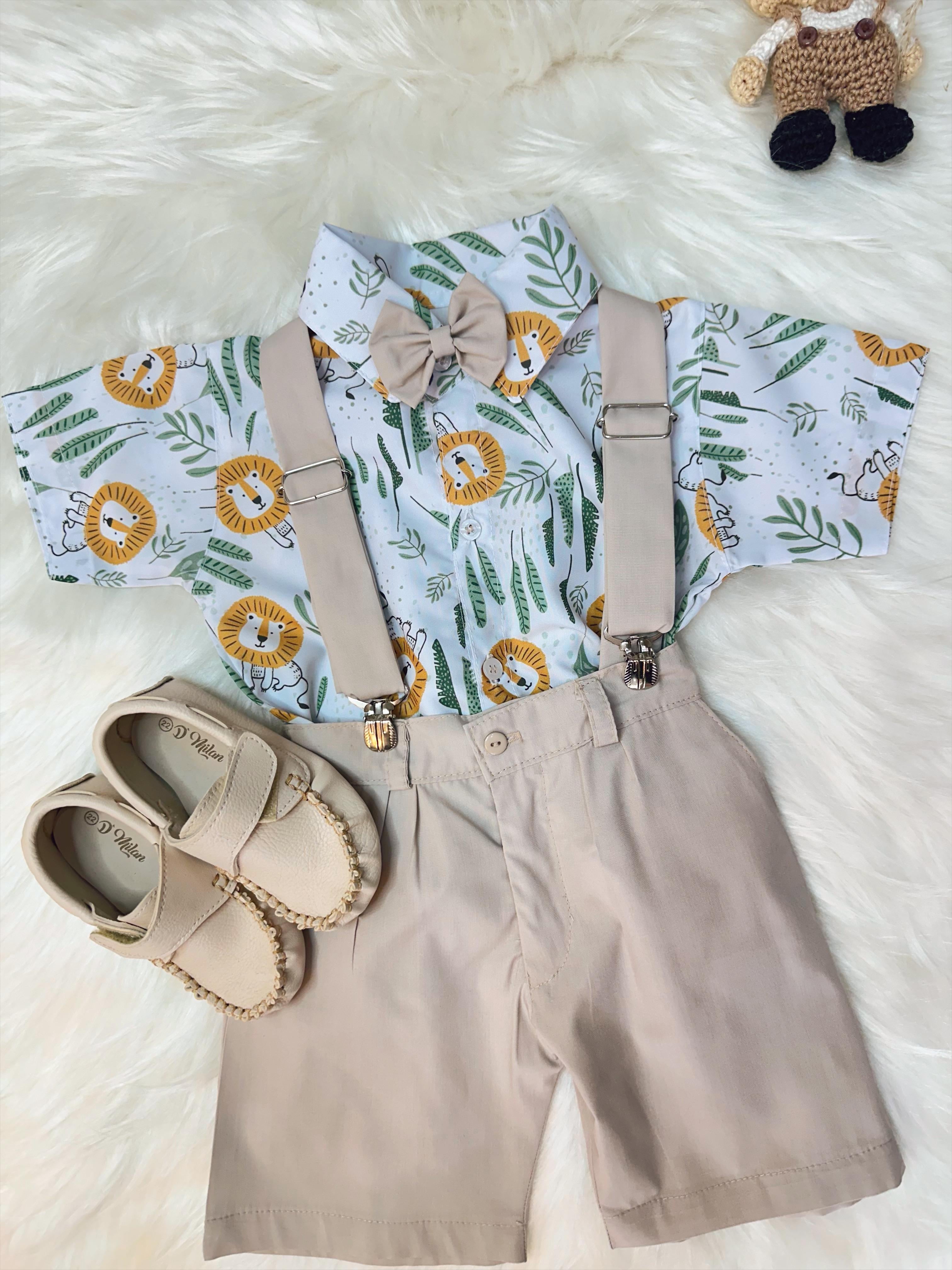 Conjunto Meninos do Rei Leão Selva Com Short Susp.e Camisa