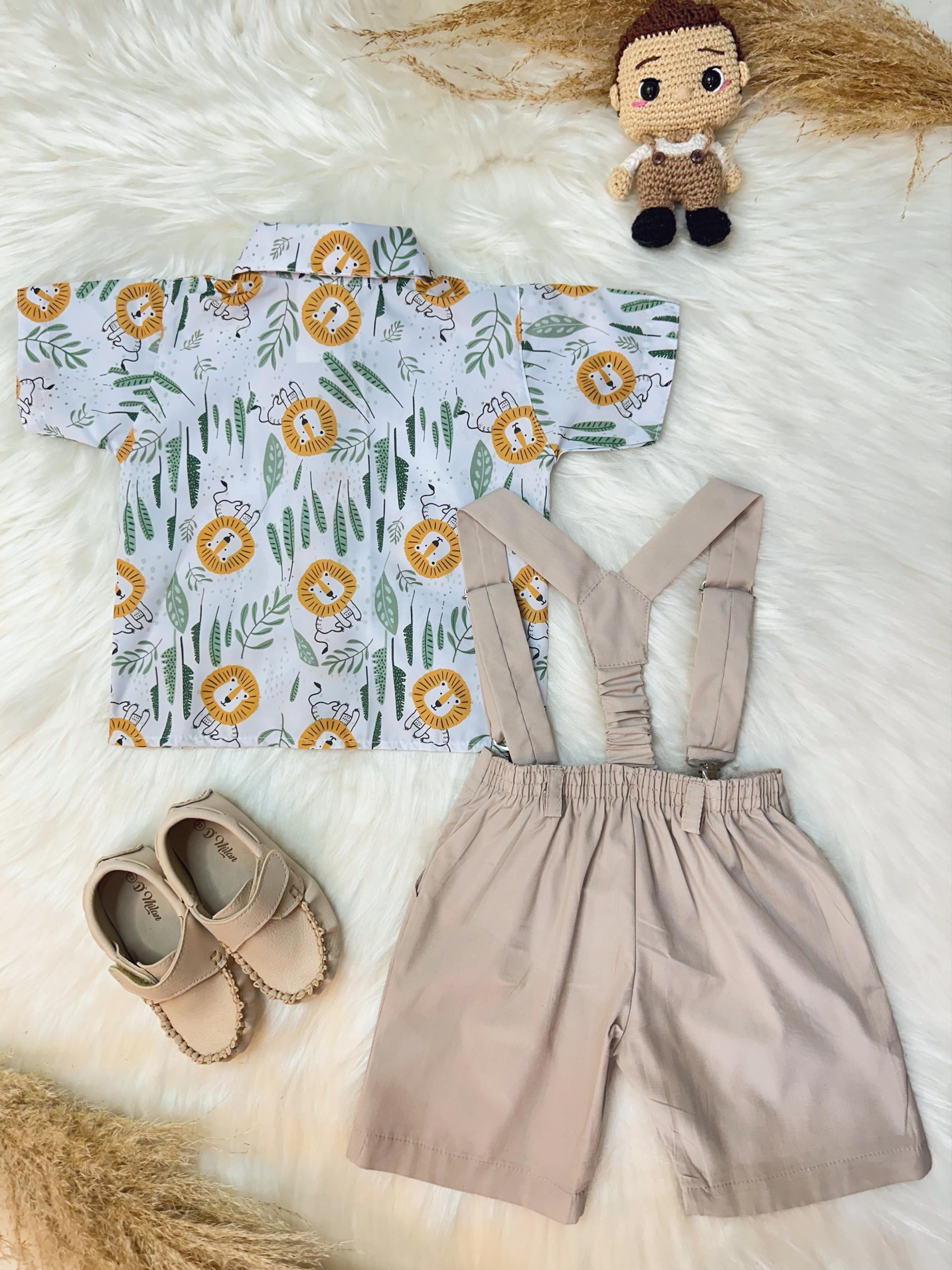 Conjunto Meninos do Rei Leão Selva Com Short Susp.e Camisa