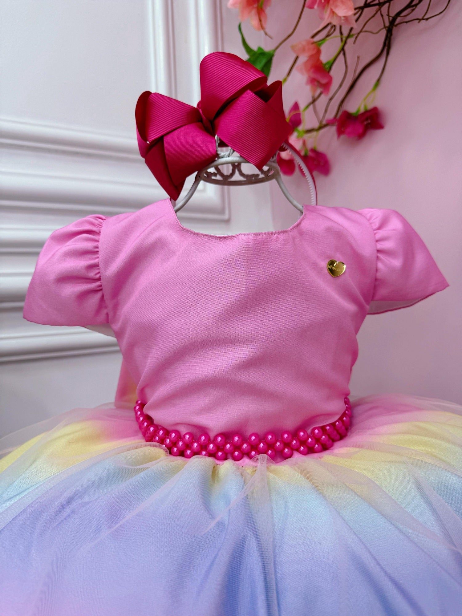 Vestido Infantil Arco Iris Chuva de Amor Unicórnio Festas