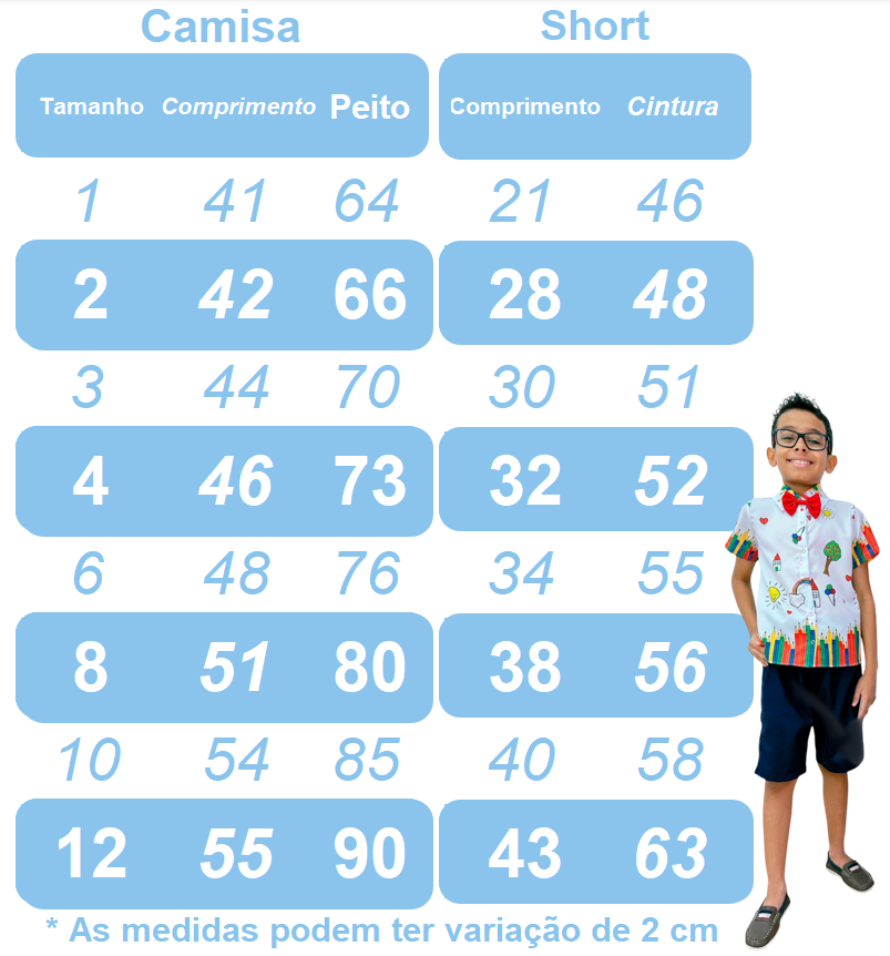 Conjunto Aquarela Com Short Gravatinha e Camisa