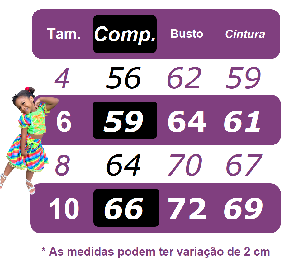 Fantasia Infantil Junino Azul e Vermelho Flores Coloridas