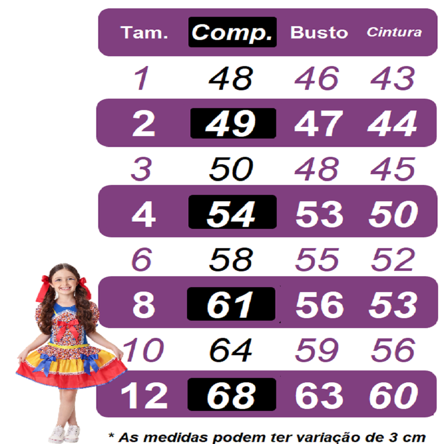 Fantasia Infantil Junino Festas Vermelho Colorido Florzinhas