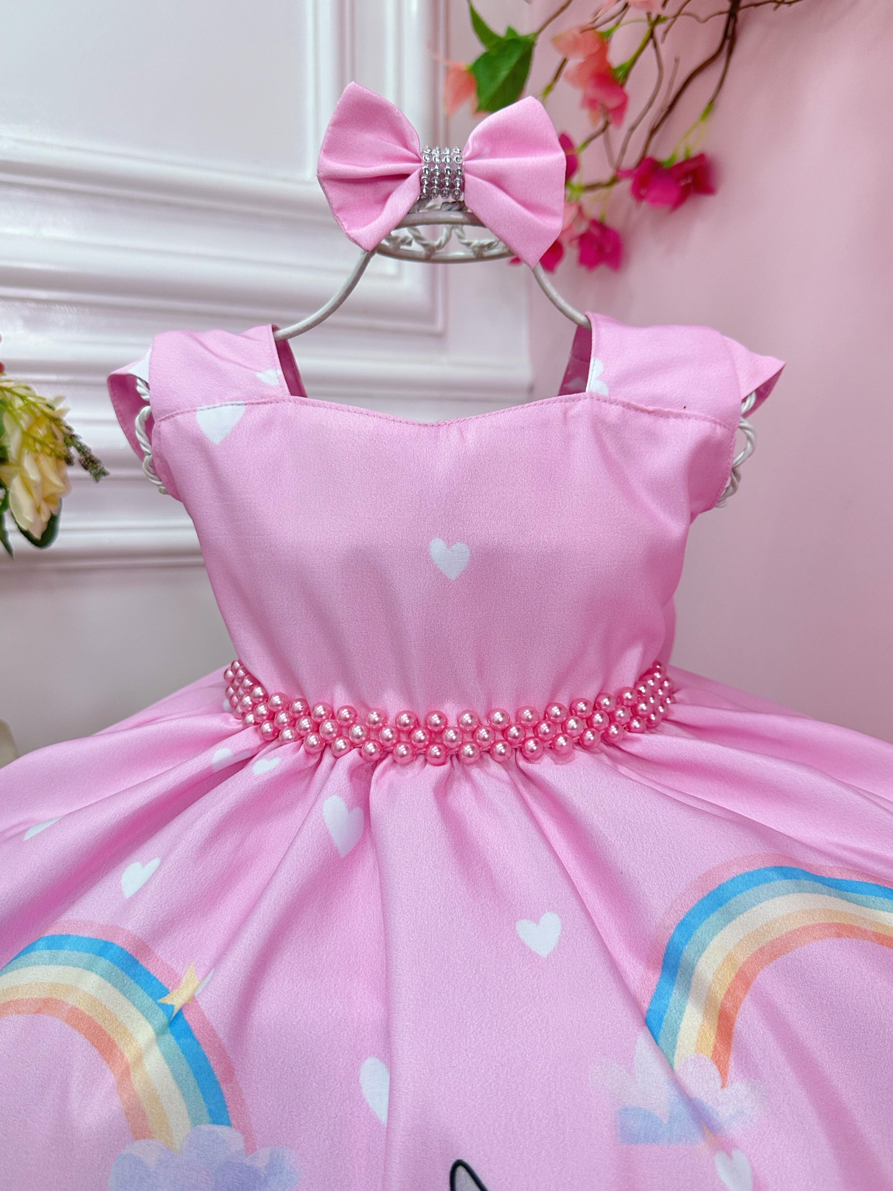 Vestido Infantil Baby Looney Tunes Rosa C/ Laço Festas
