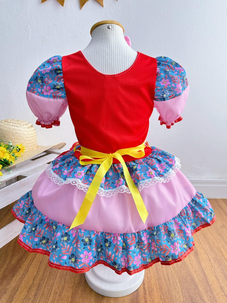 Fantasia Infantil Junino Vermelho Coração Colorido Festas