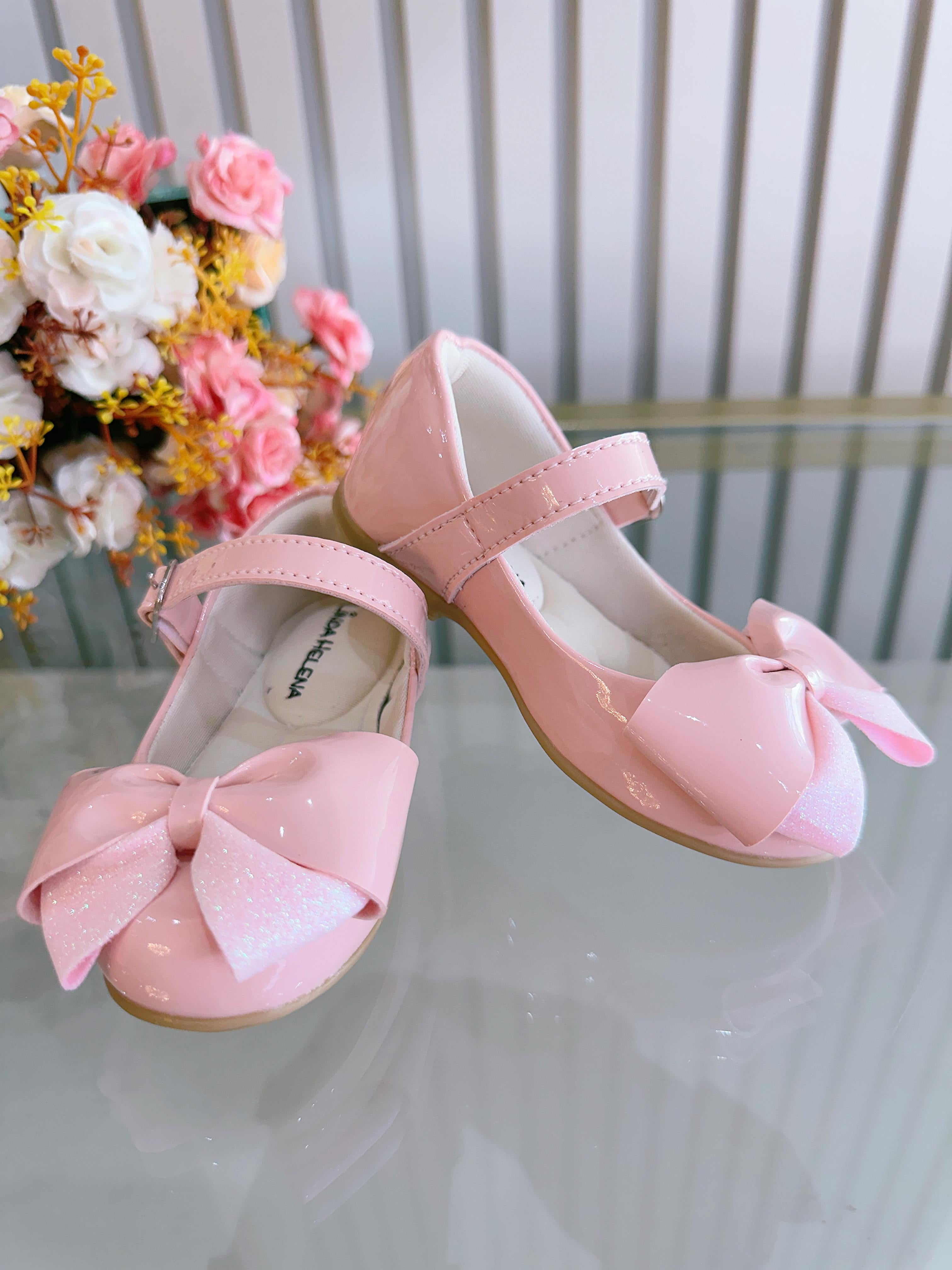 Sapatinho Rosa Verniz Com Aplique de Lacinho Luxo
