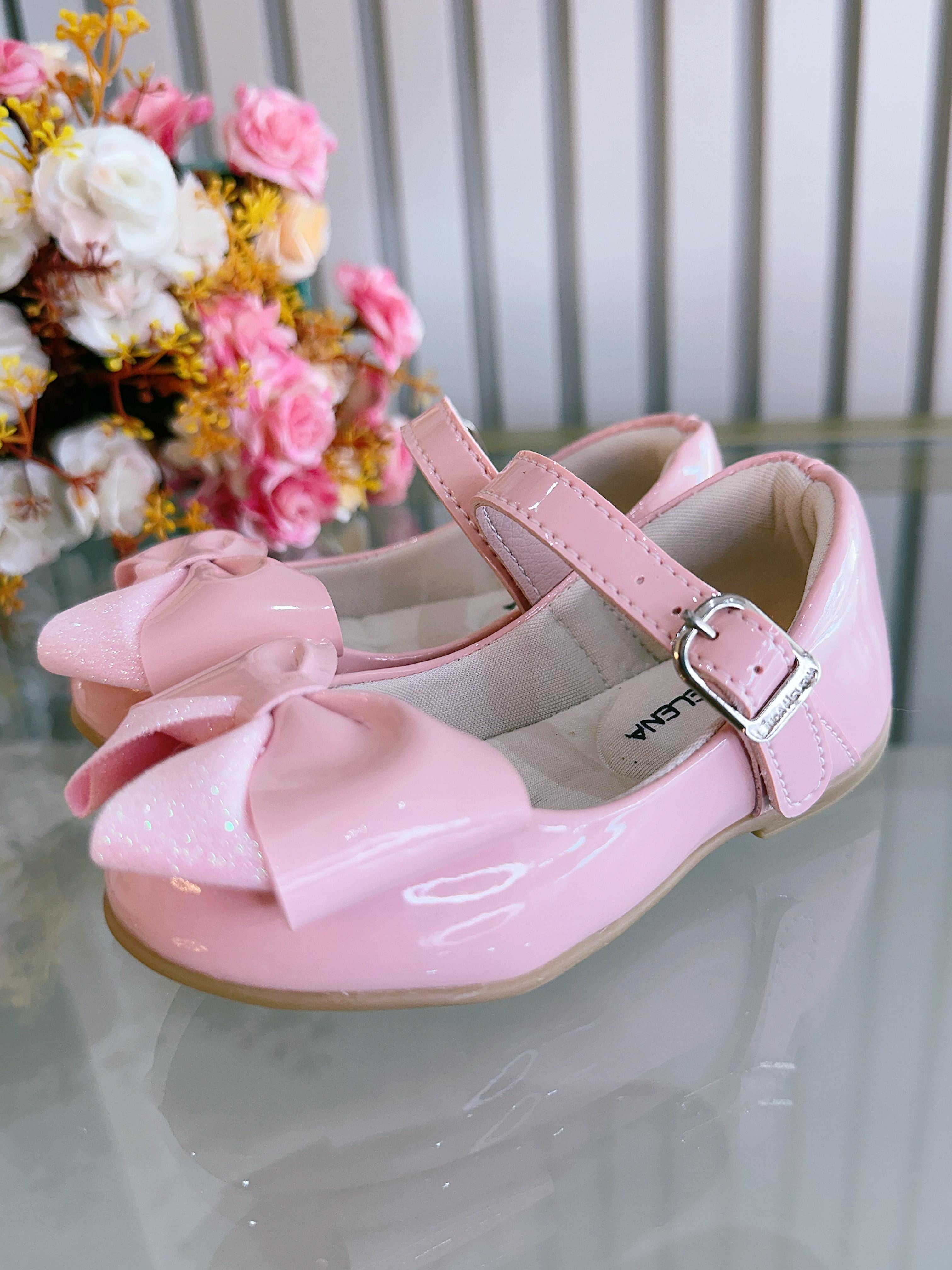 Sapatinho Rosa Verniz Com Aplique de Lacinho Luxo