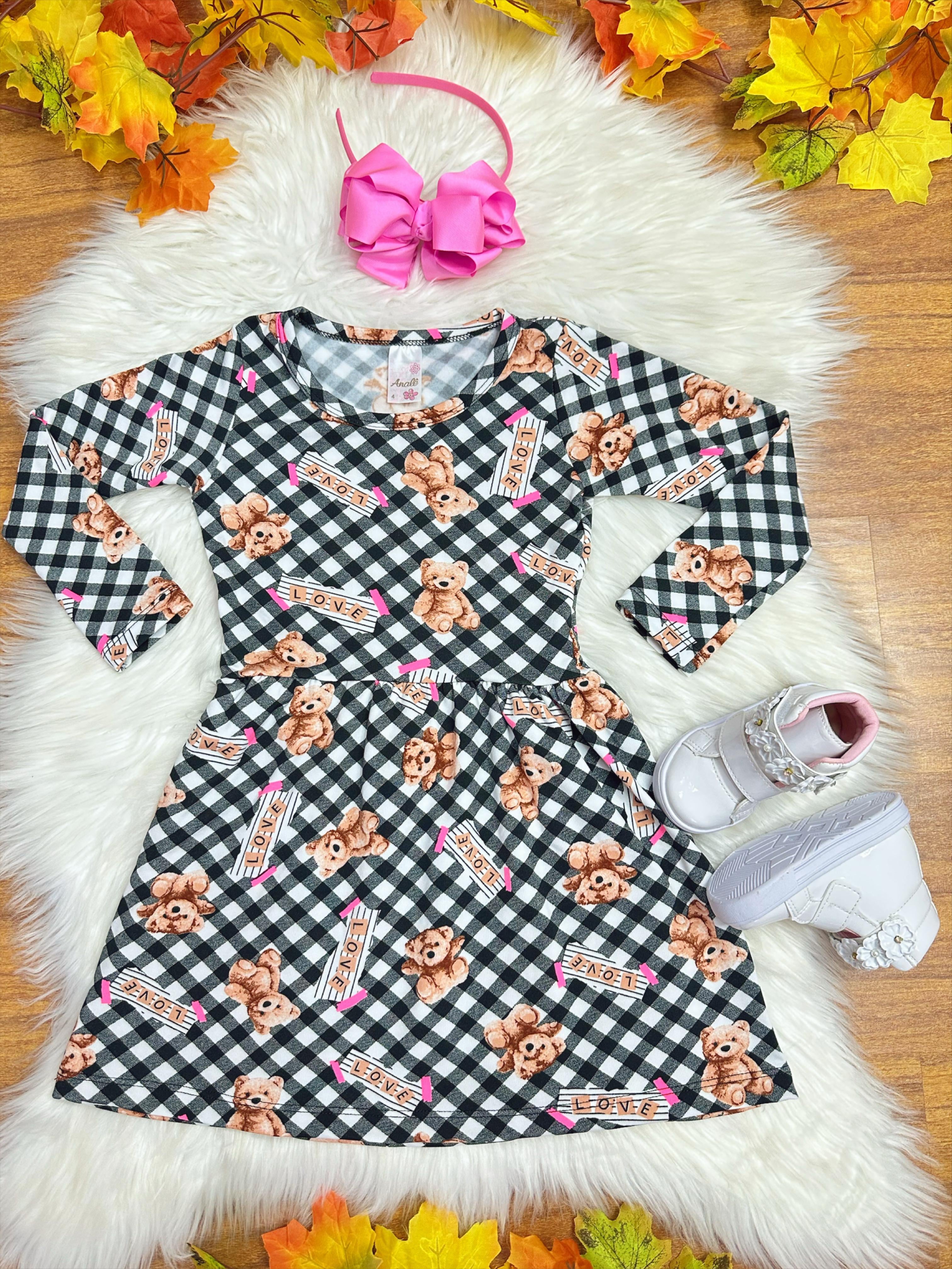 Kit 2 Vestidos Infantil Suplex Flanelado Manga Longa 4 ao 10