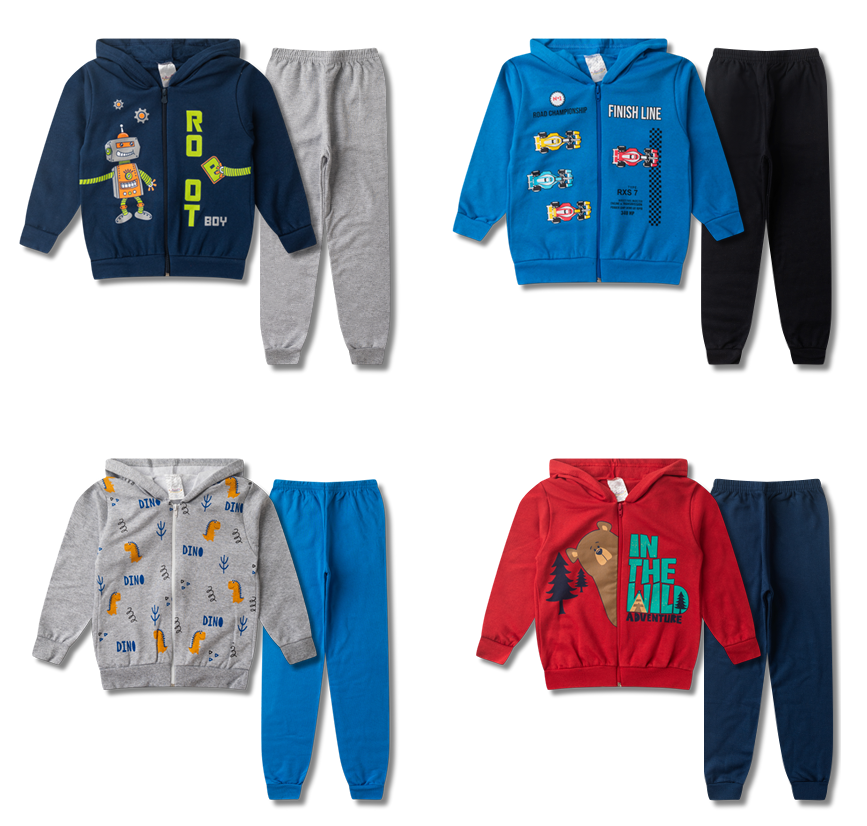 Kit Analê Conjunto Moletom Meninos Com Estampas do 1 ao 8