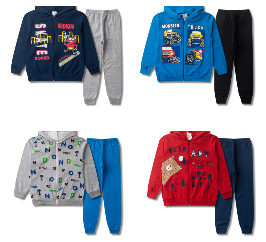 Kit Analê Conjunto Moletom Meninos Com Estampas do 1 ao 8