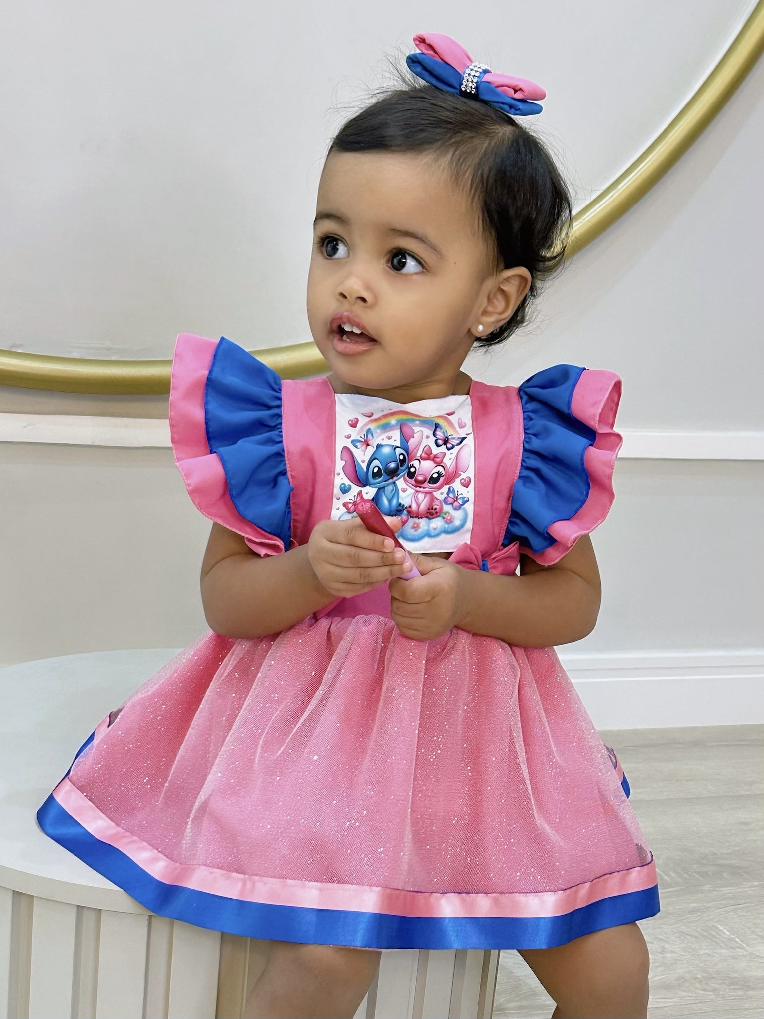 Romper Stitch e Angel Saia Com Glitter Super Luxo