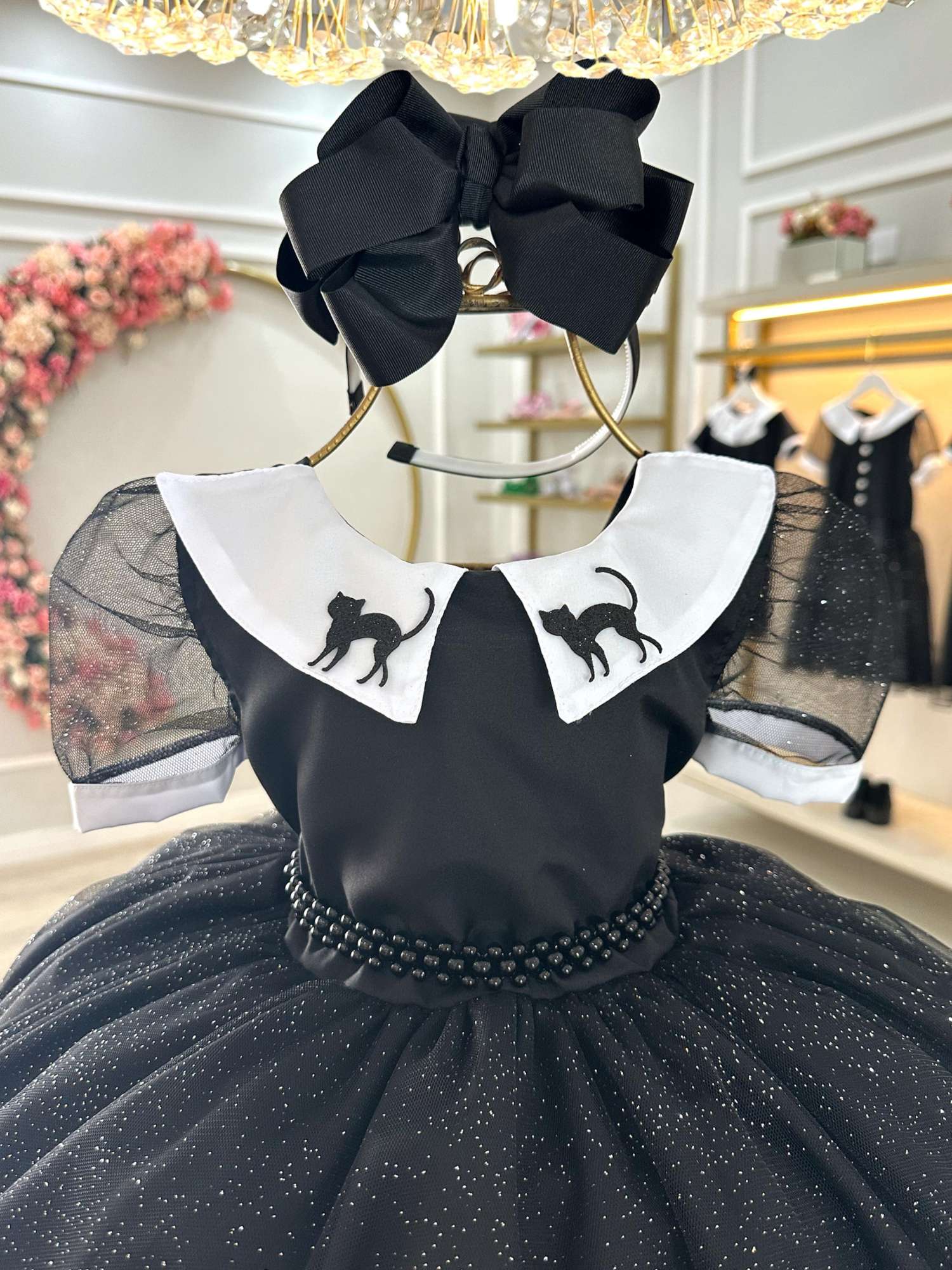 Vestido Fantasia Infantil Preto Wandinha Addams Festas