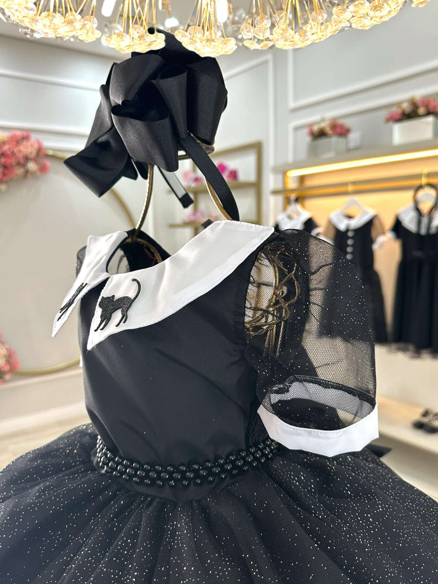 Vestido Fantasia Infantil Preto Wandinha Addams Festas