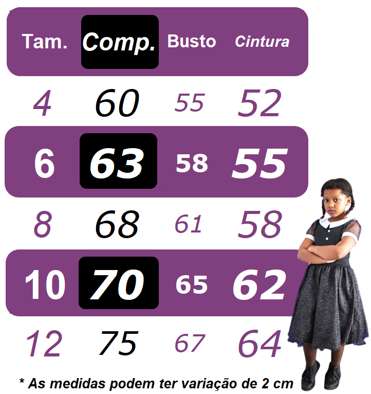 Vestido Fantasia Infantil Preto Wandinha Addams Festas