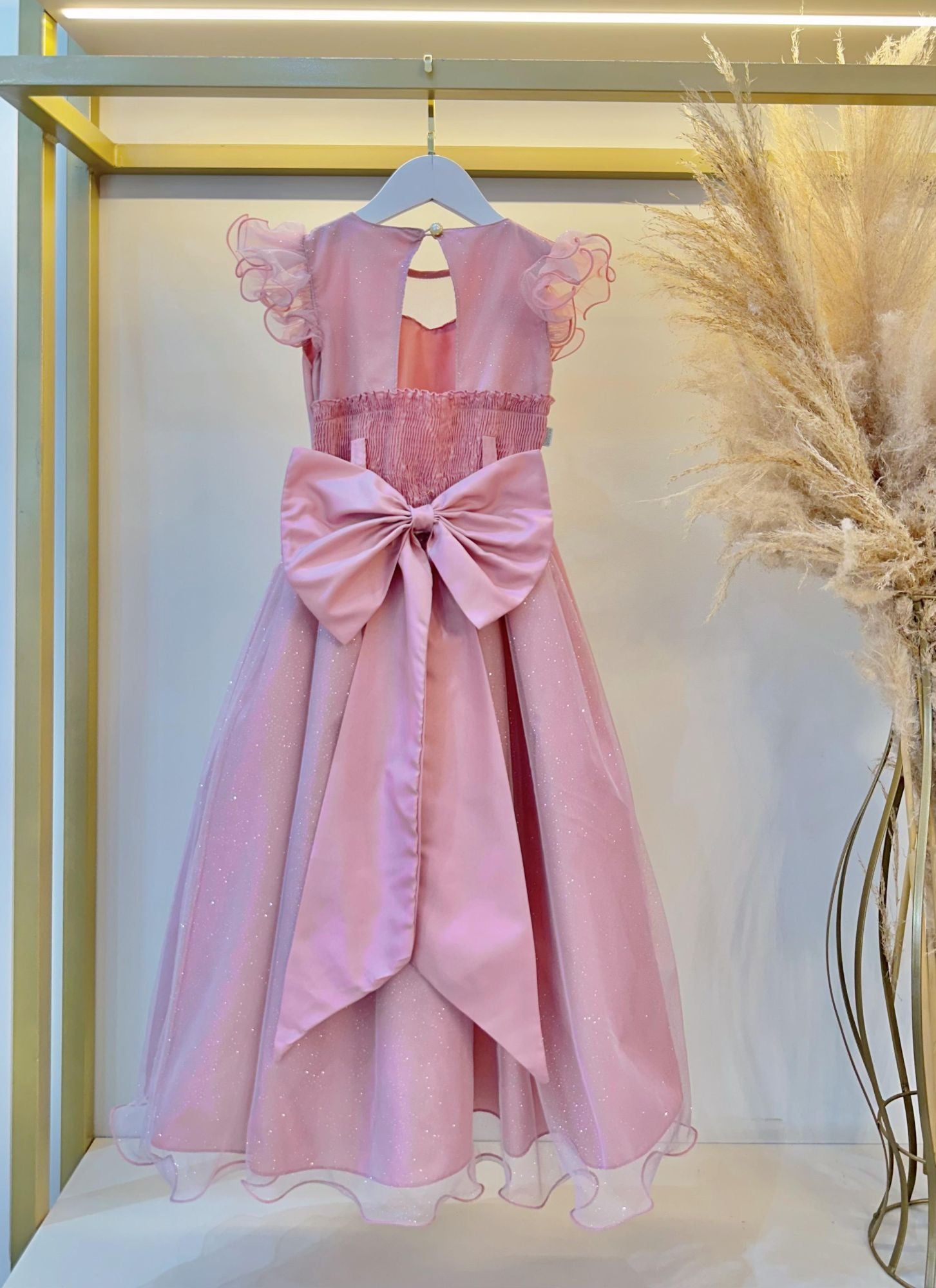Vestido Infantil Longo Rose Daminhas de Honra C/ Glitter