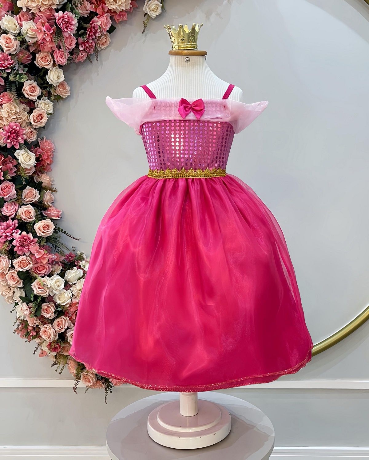 Vestido Infantil Princesa Aurora Luxo Festas