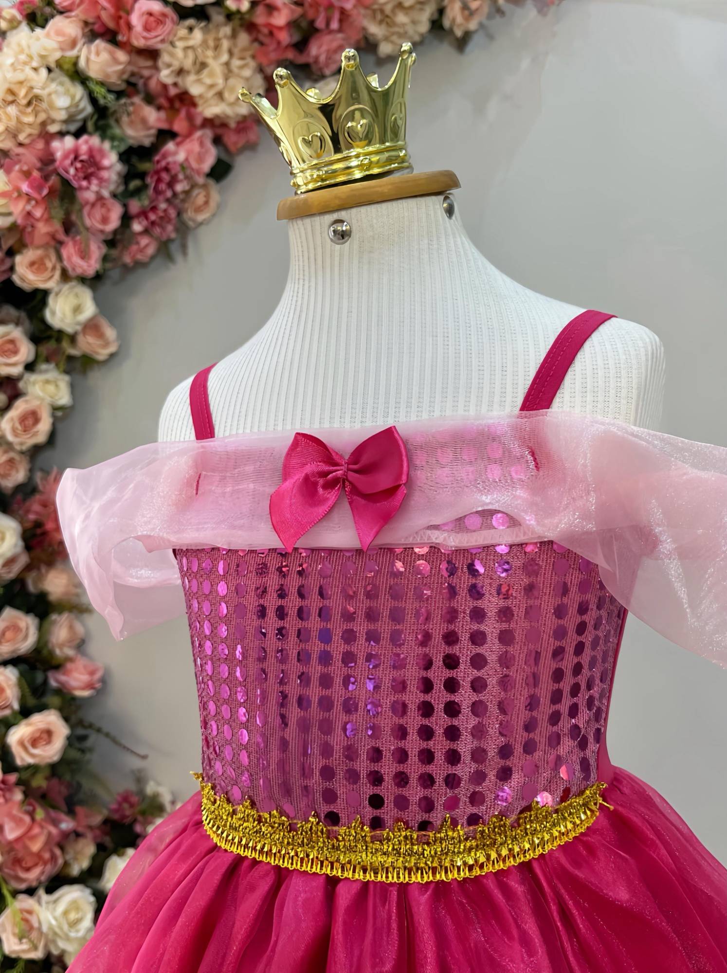 Vestido Infantil Princesa Aurora Luxo Festas