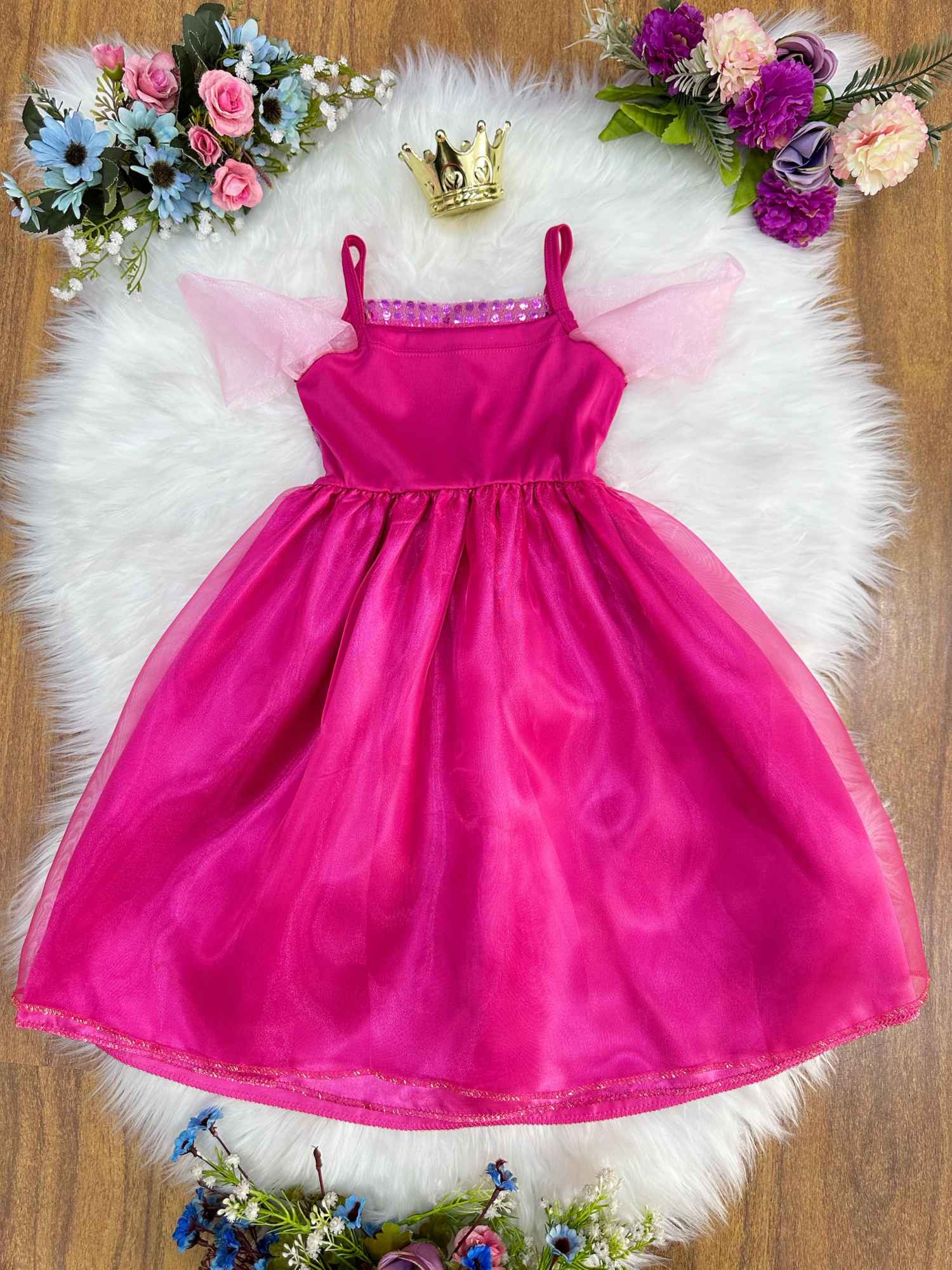 Vestido Infantil Princesa Aurora Luxo Festas