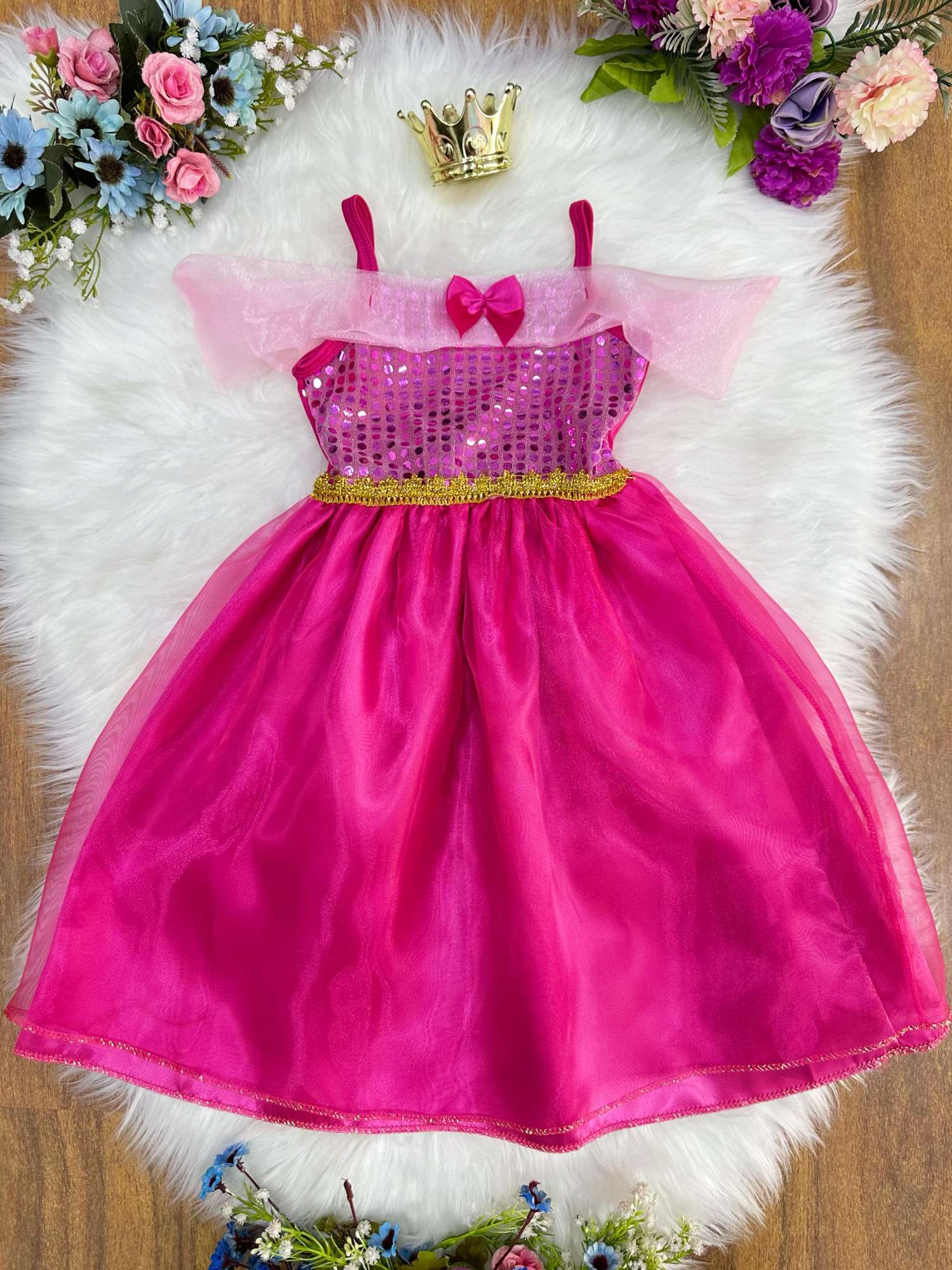 Vestido Infantil Princesa Aurora Luxo Festas