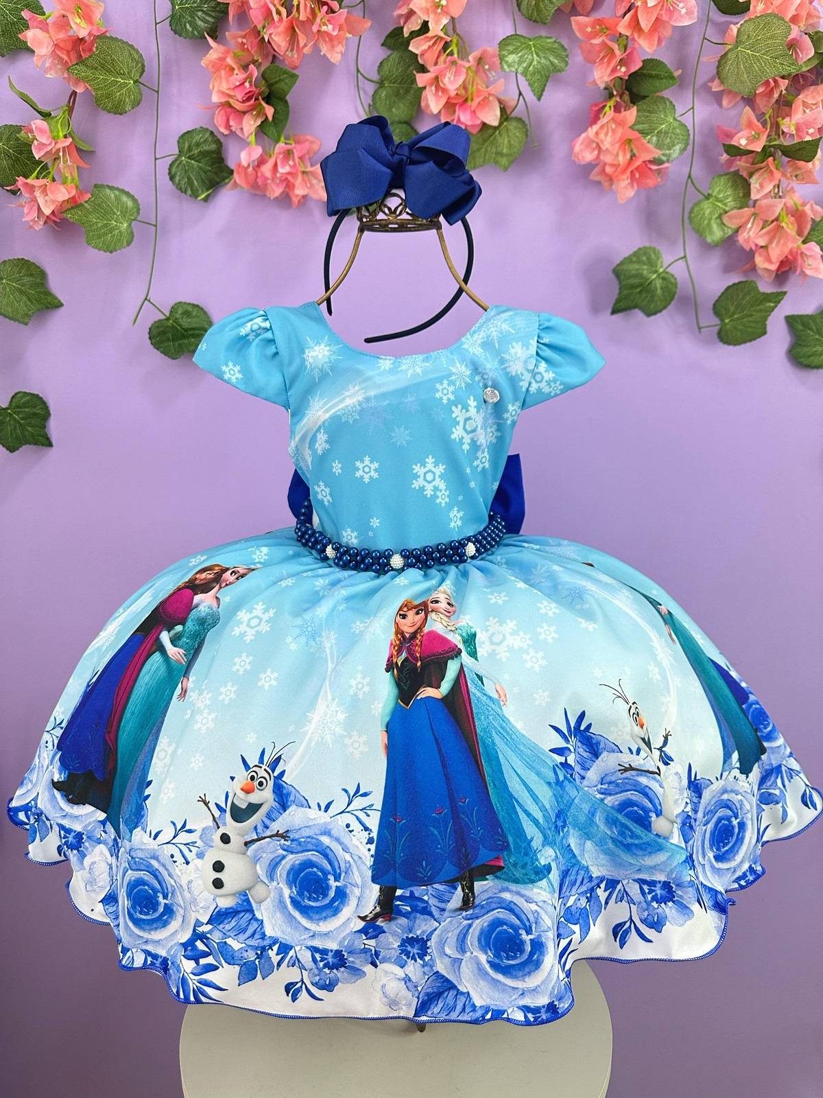 Vestido Infantil Princesas Frozen Anna Elsa Olaf Festas