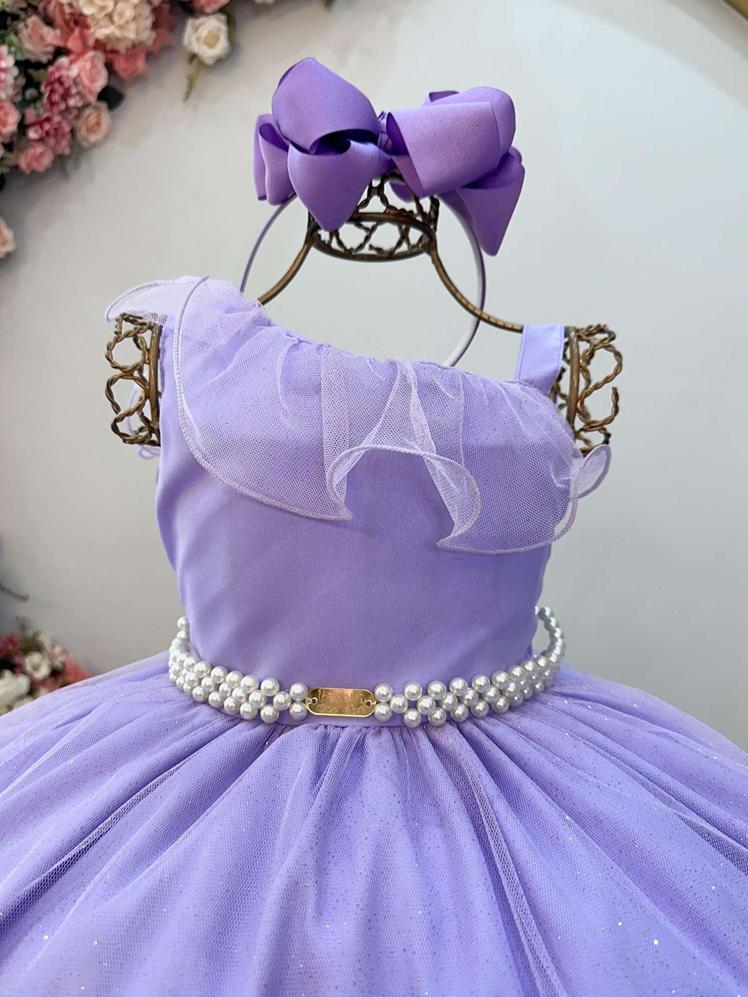 Vestido Infantil Longo Lilás Luxo Formaturas Daminhas