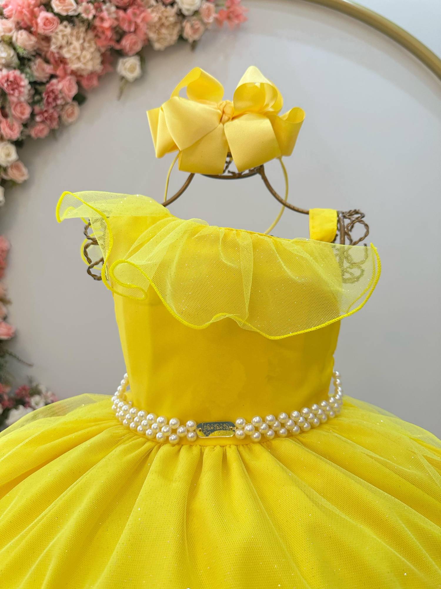 Vestido Infantil Longo Amarelo Luxo Formaturas Daminhas