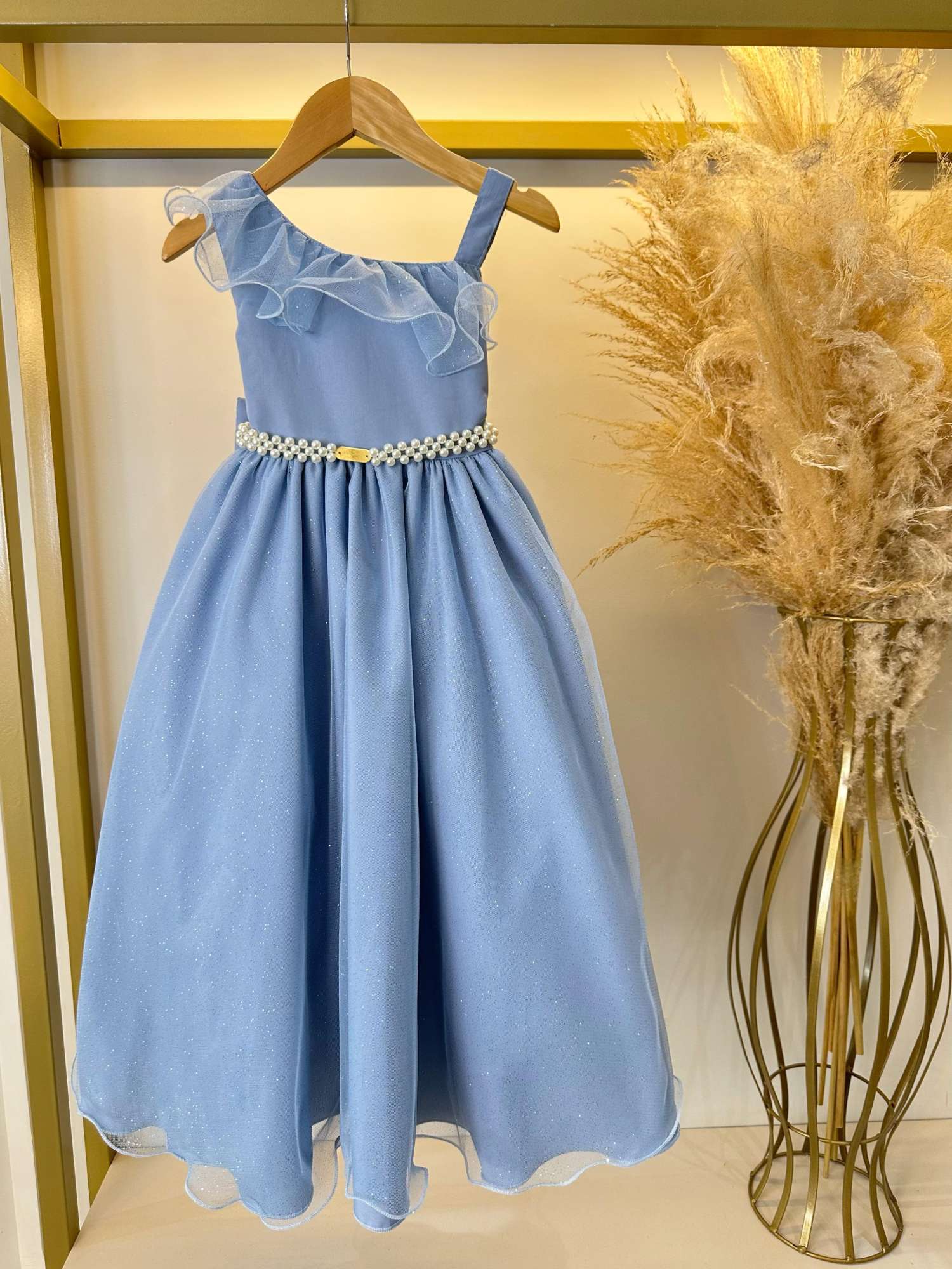Vestido Infantil Longo Azul Luxo Formaturas Daminhas