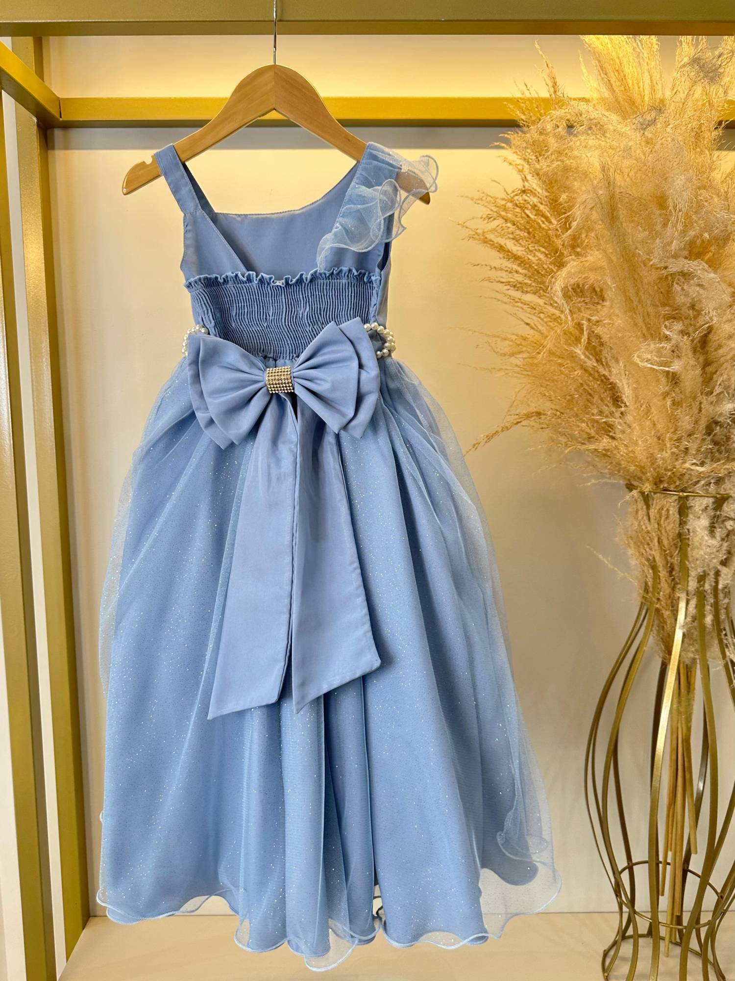 Vestido Infantil Longo Azul Luxo Formaturas Daminhas