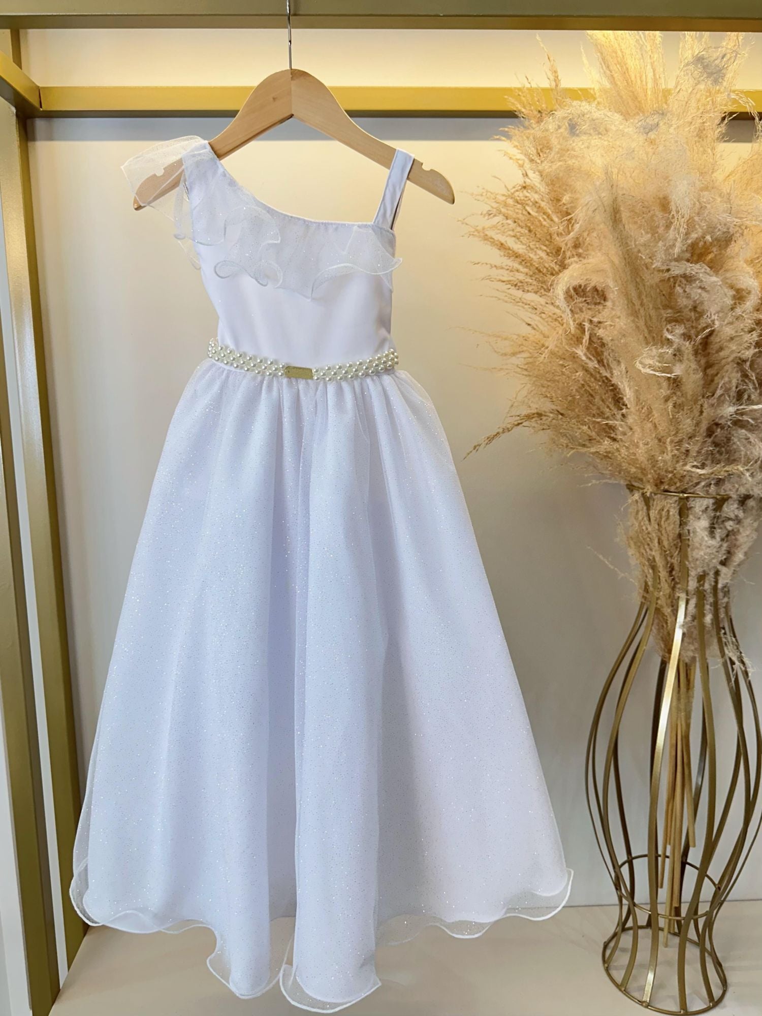 Vestido Infantil Longo Branco Luxo Formaturas Daminhas
