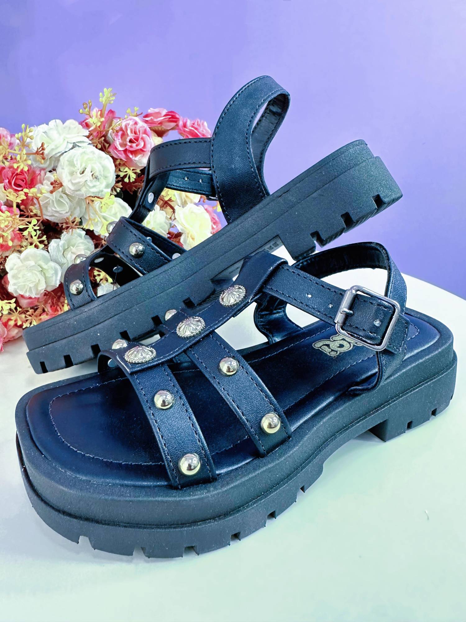 Sandália Infantil Papete de Tiras Charmozinha Preto Luxo
