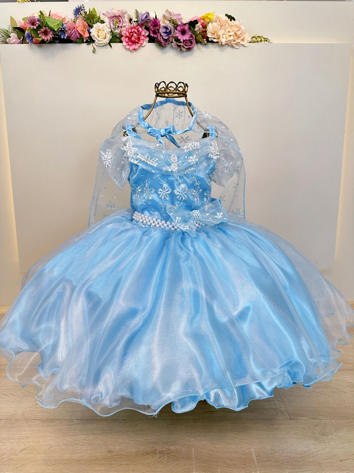 Vestido Infantil Princesas Frozen Elsa Anna C/ Capa Festas