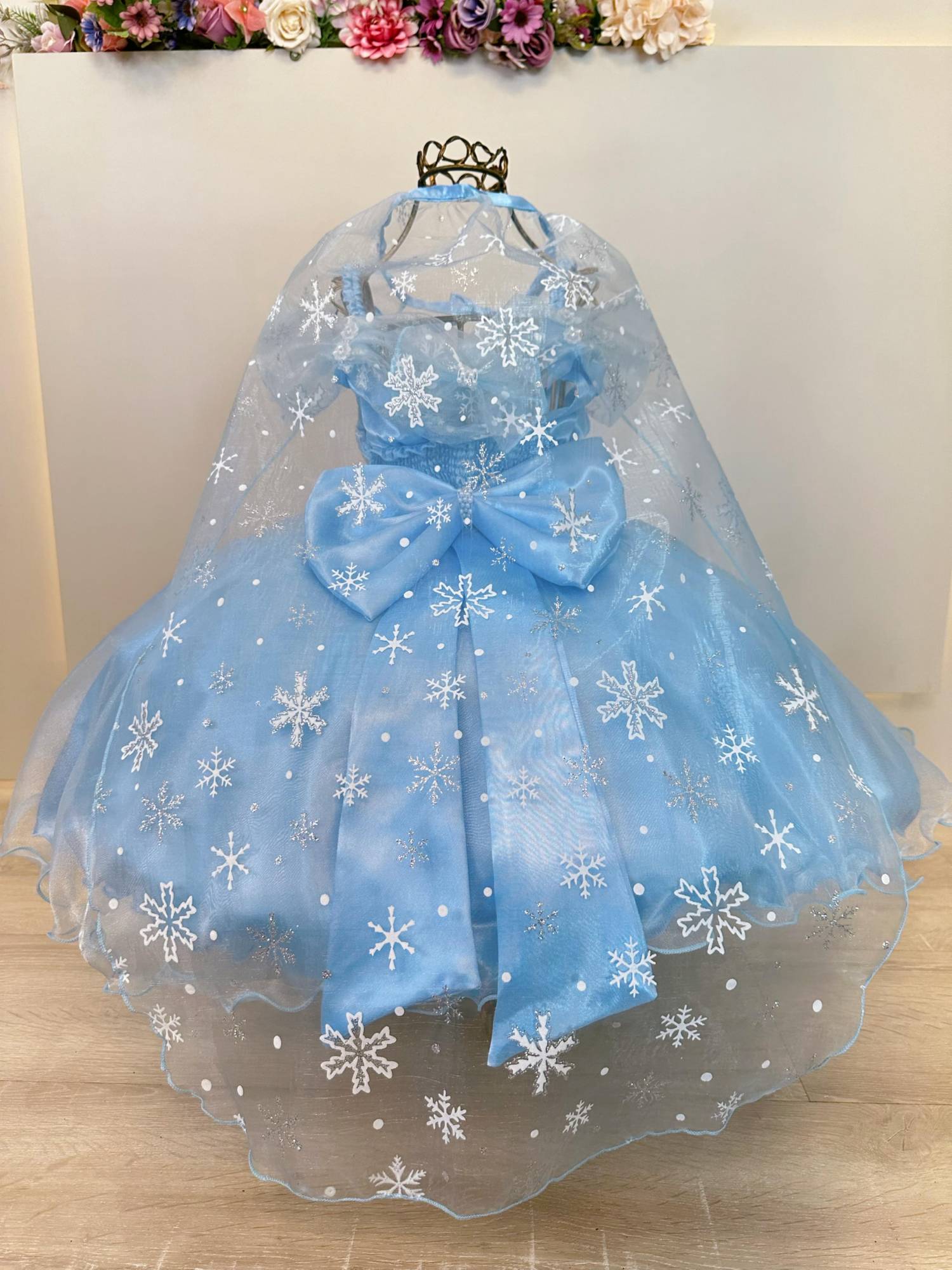 Vestido Infantil Princesas Frozen Elsa Anna C/ Capa Festas