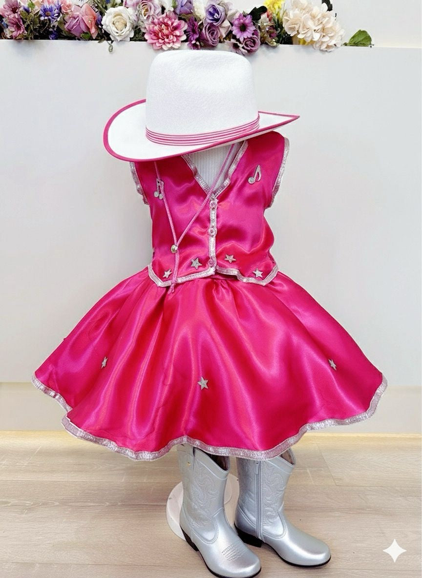 Conjunto Fantasia Infantil da Barbie Boiadeira Pink Festas