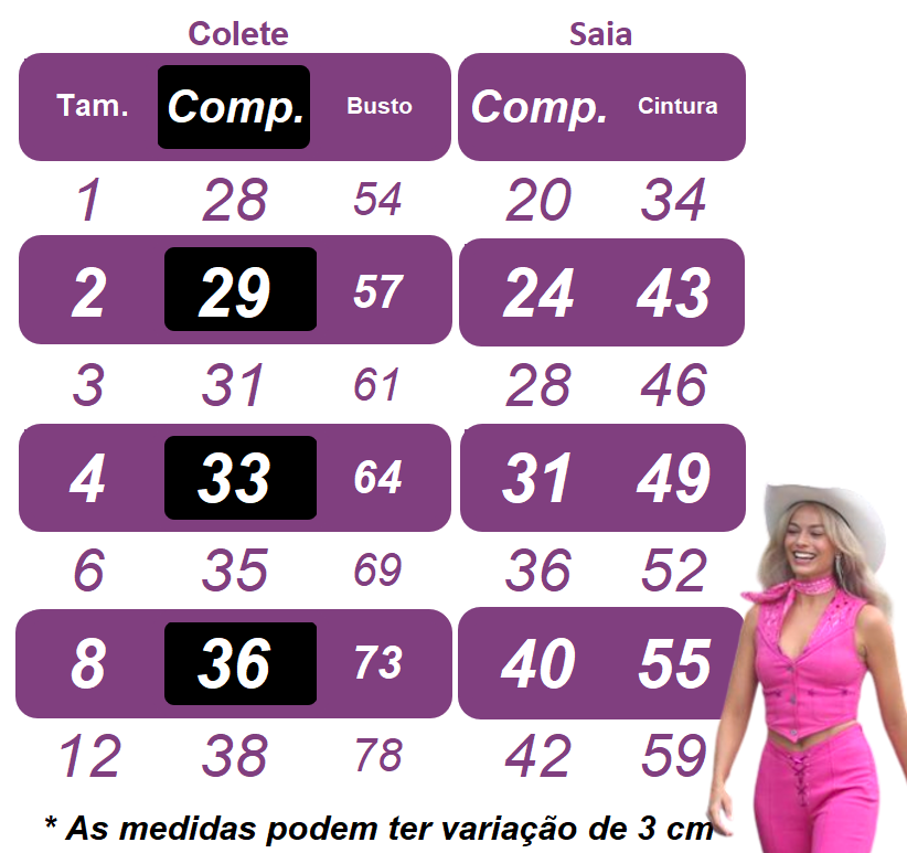 Conjunto Fantasia Infantil da Barbie Boiadeira Pink Festas