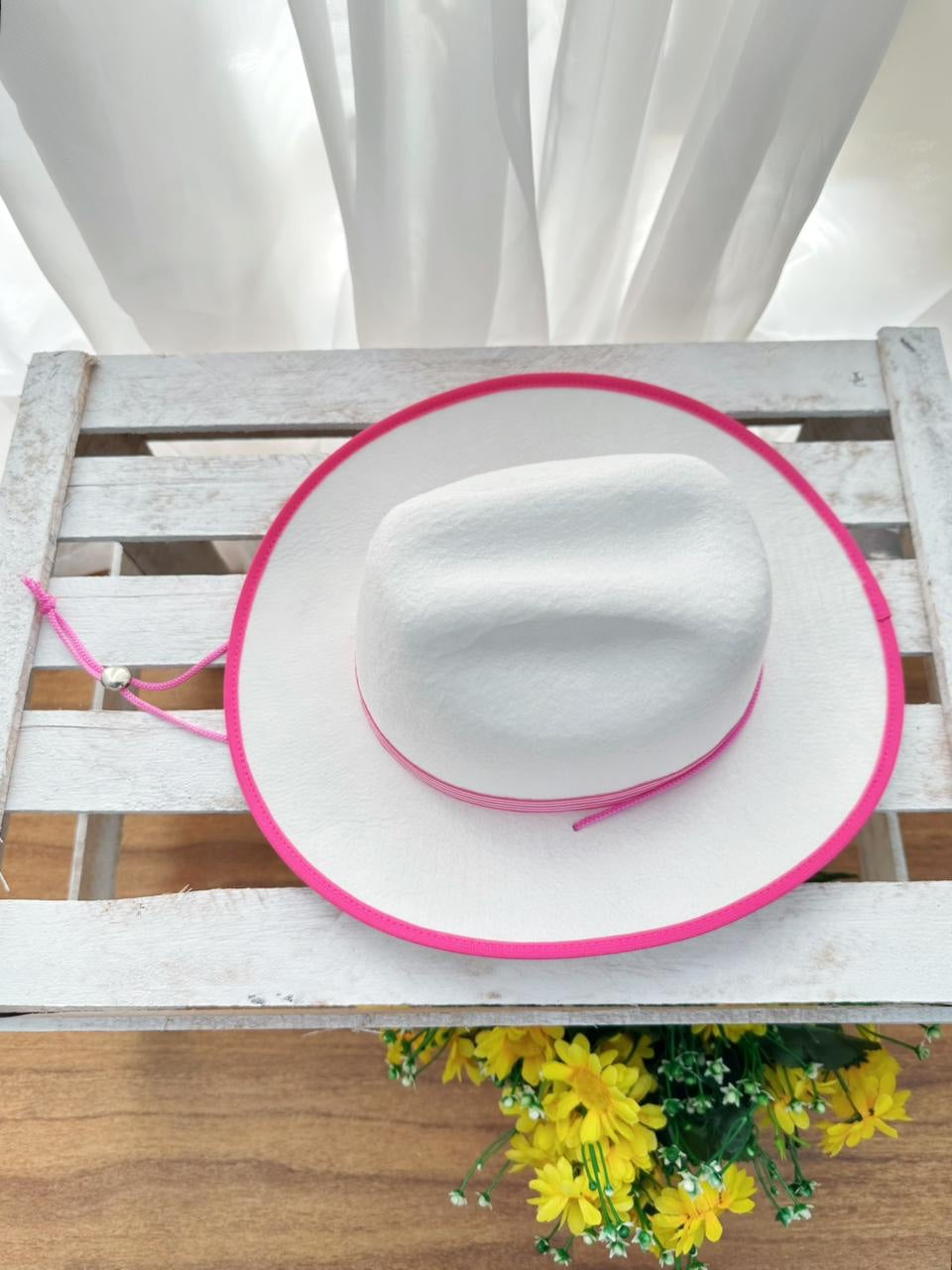 Chapéu Infantil Meninas Boiadeira Texano Branco Festa