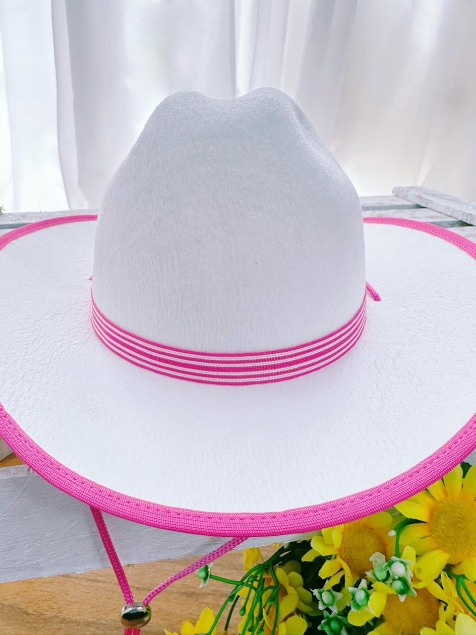 Chapéu Infantil Meninas Boiadeira Texano Branco Festa