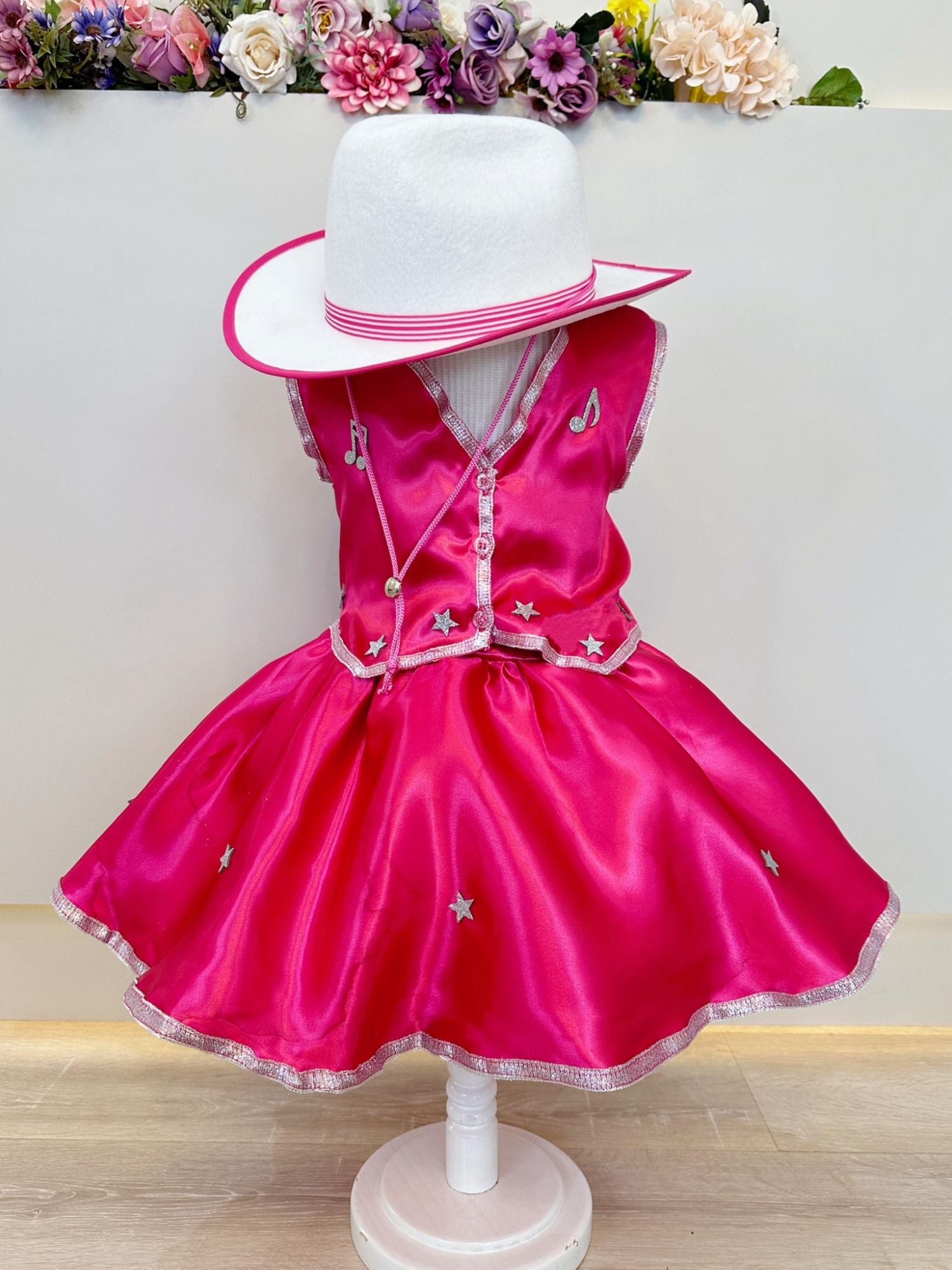 Chapéu Infantil Meninas Boiadeira Texano Branco Festa