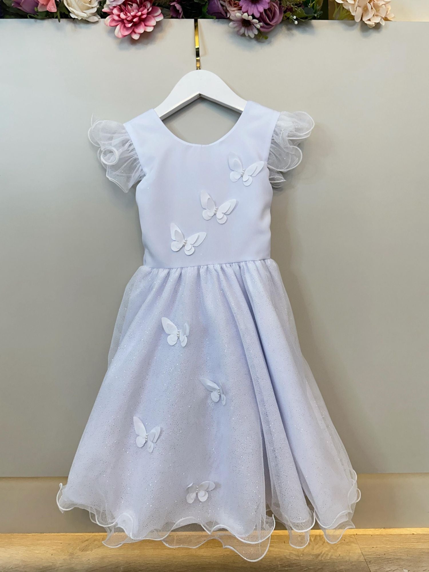 Vestido Infantil Branco Jardim das Borboletas Festas