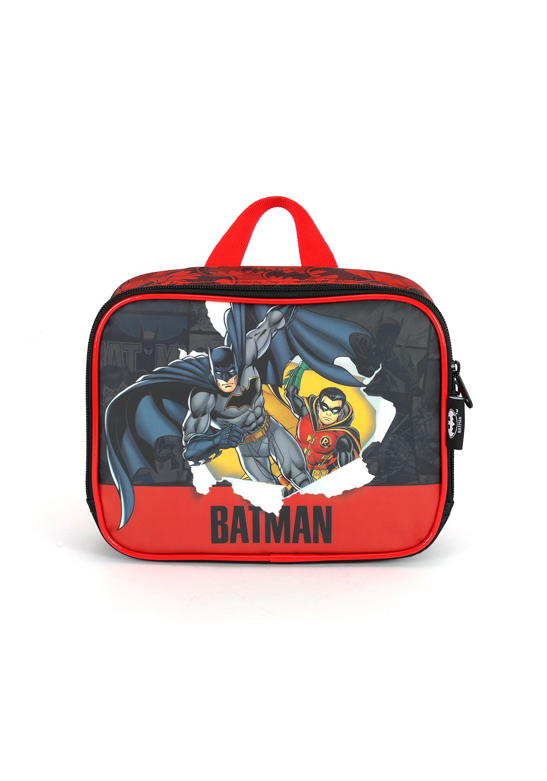 Lancheira Infantil Batman e Robin Preta e Vermelha