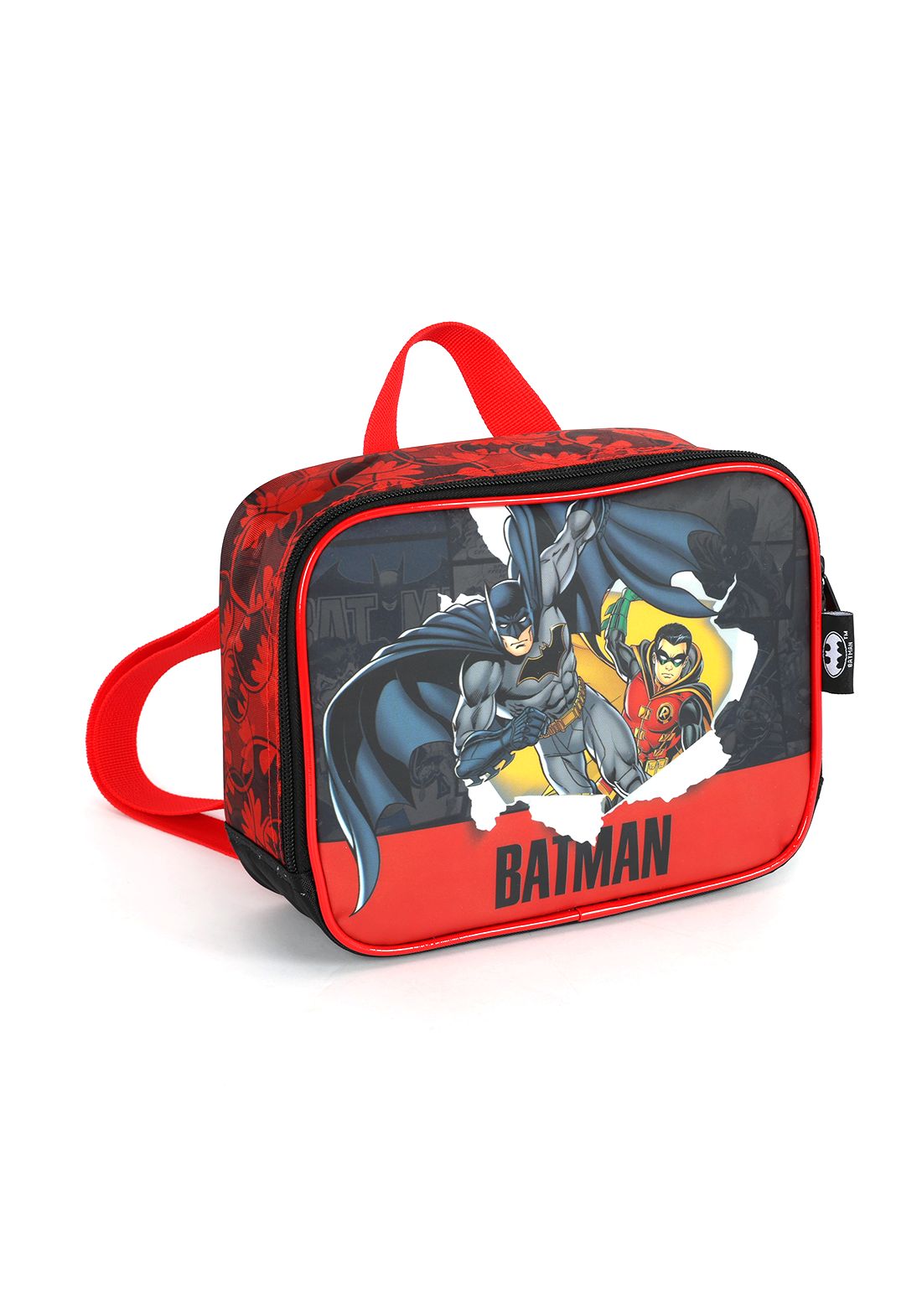 Lancheira Infantil Batman e Robin Preta e Vermelha