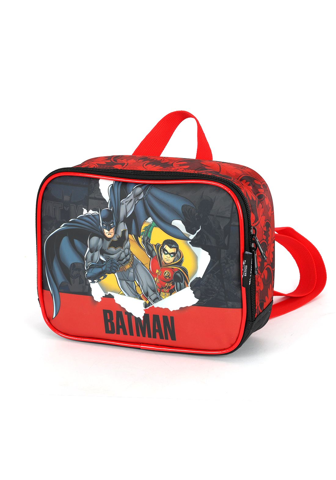 Lancheira Infantil Batman e Robin Preta e Vermelha