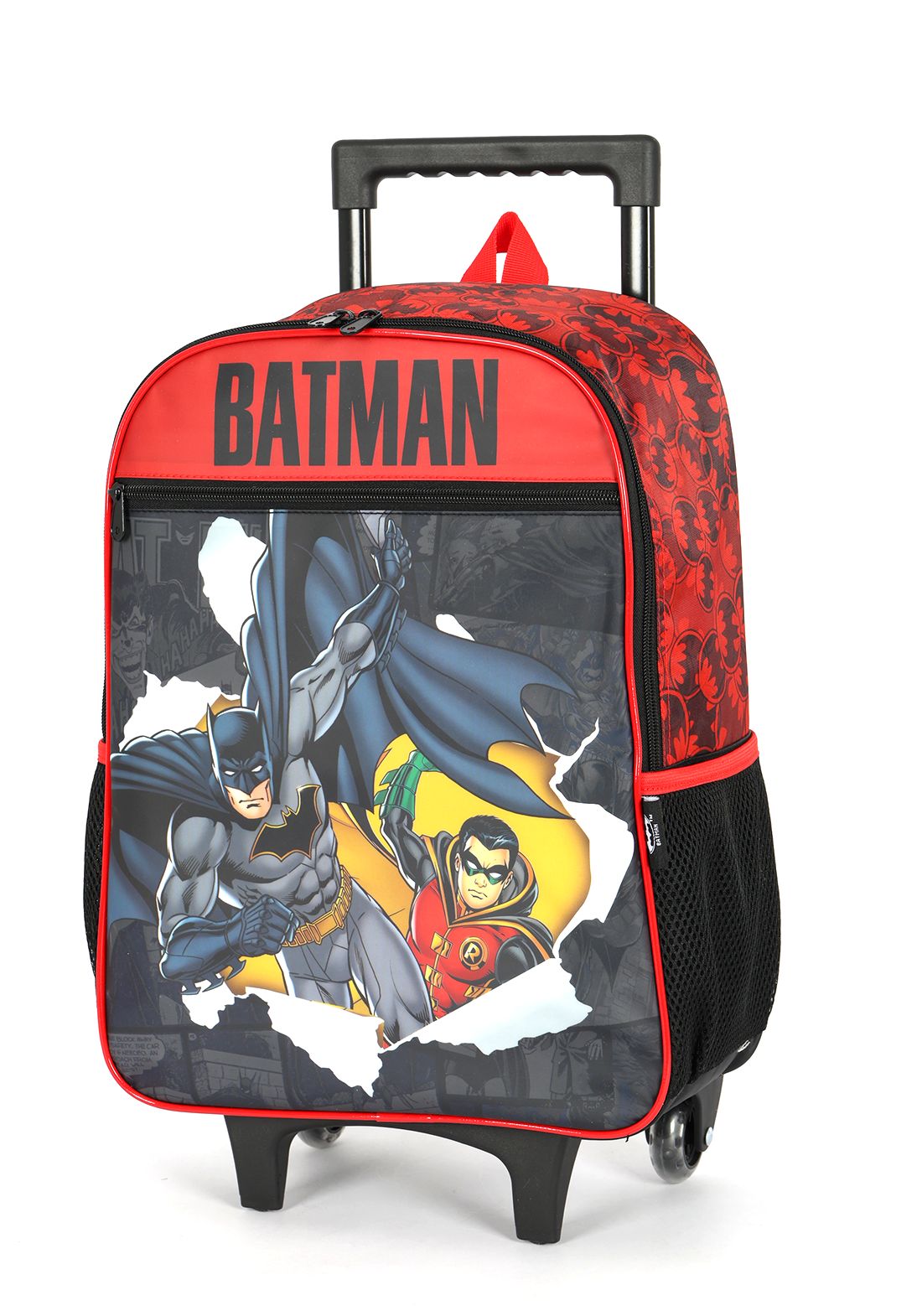 Kit Mochila Infantil Rodinhas Batman e Robin + Lancheira Preta