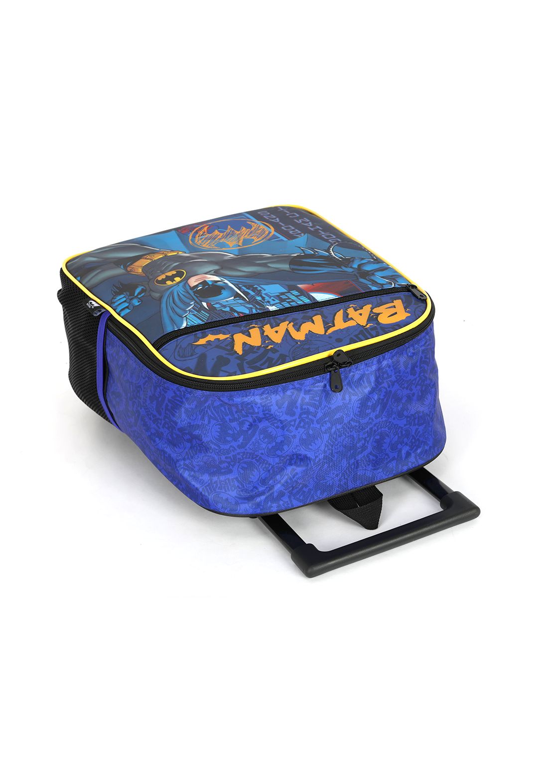 Mochila Infantil C/ Rodinhas Batman Preta e Azul