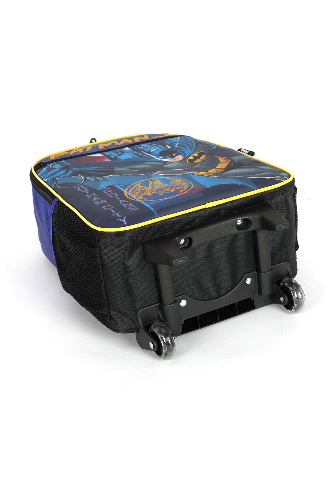 Mochila Infantil C/ Rodinhas Batman Preta e Azul