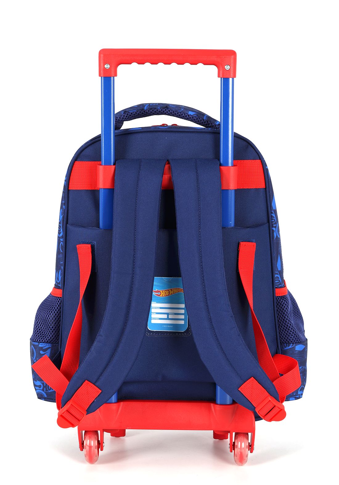 Mochila Infantil Com Rodinhas Hotwheels Preta e Vermelha