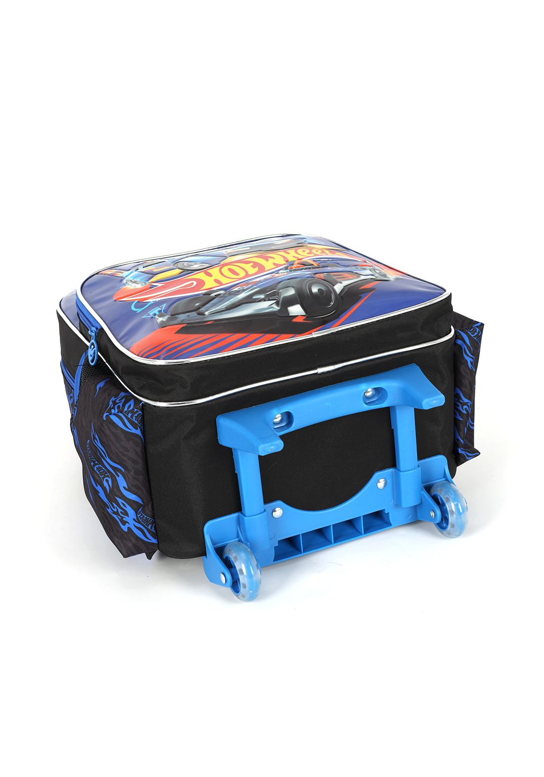 Mochila Infantil Com Rodinhas Hotwheels Preta e Azul