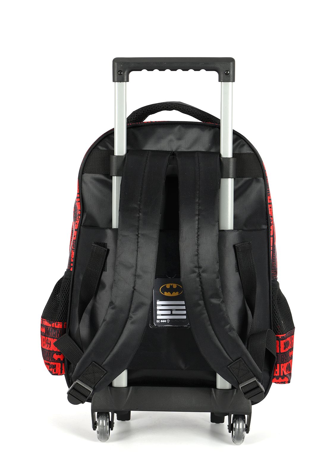 Kit Mochila Infantil Rodinhas + Estojo Batman Preta e Vermelha